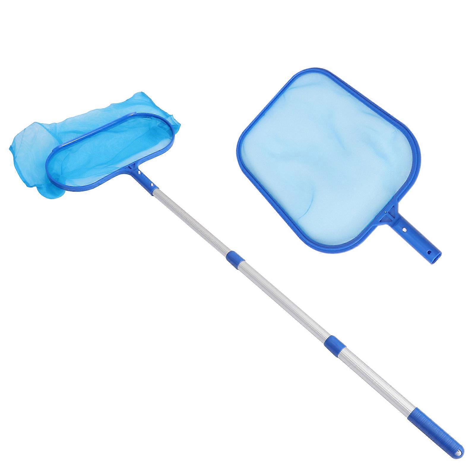 Blue Pool Cleaning Net with Telescopic Aluminum Rod for Scooping Leaves and Debris from Pool Pond