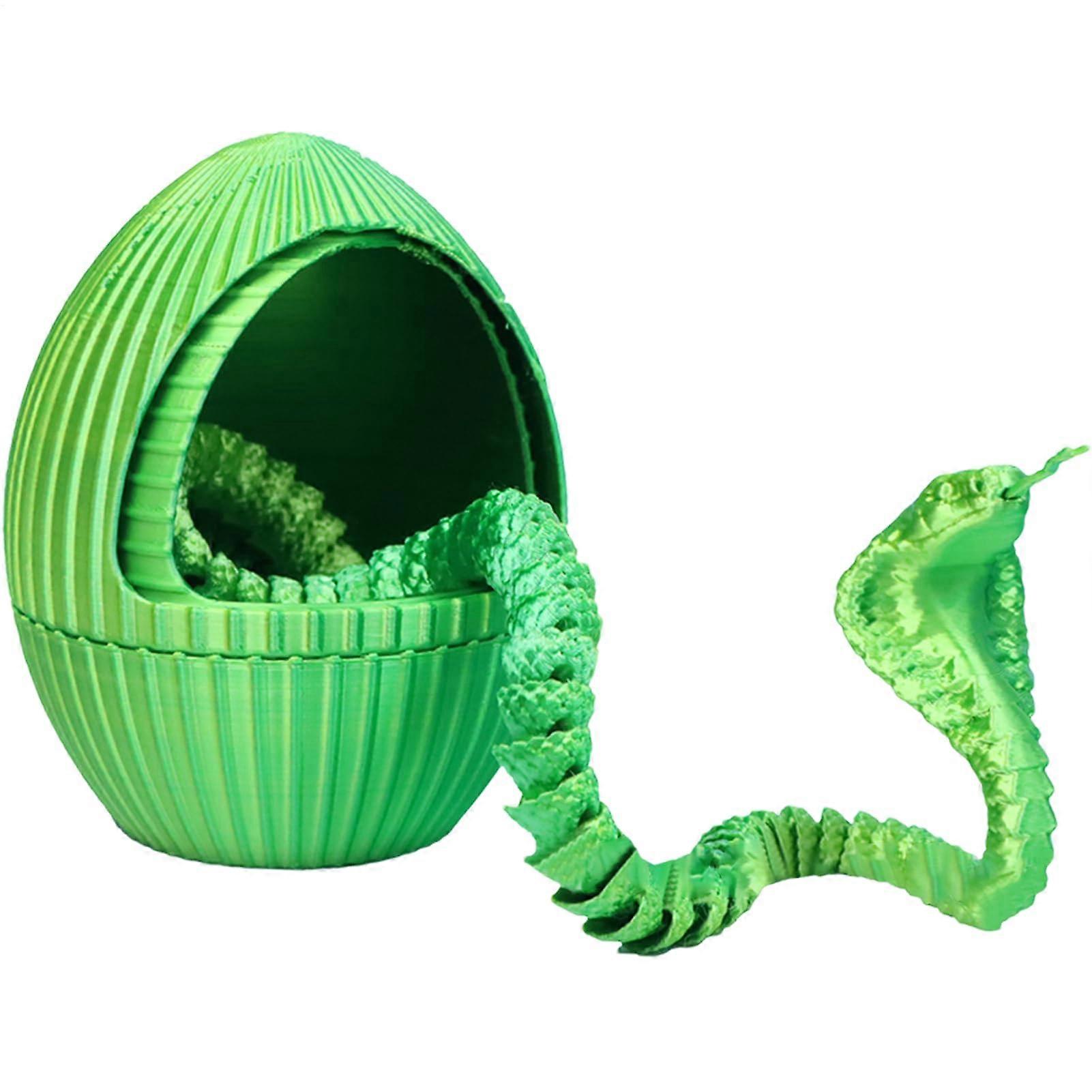 3D Printed Snake Egg, Fidget Animal Toy for ADHD YellowGreen