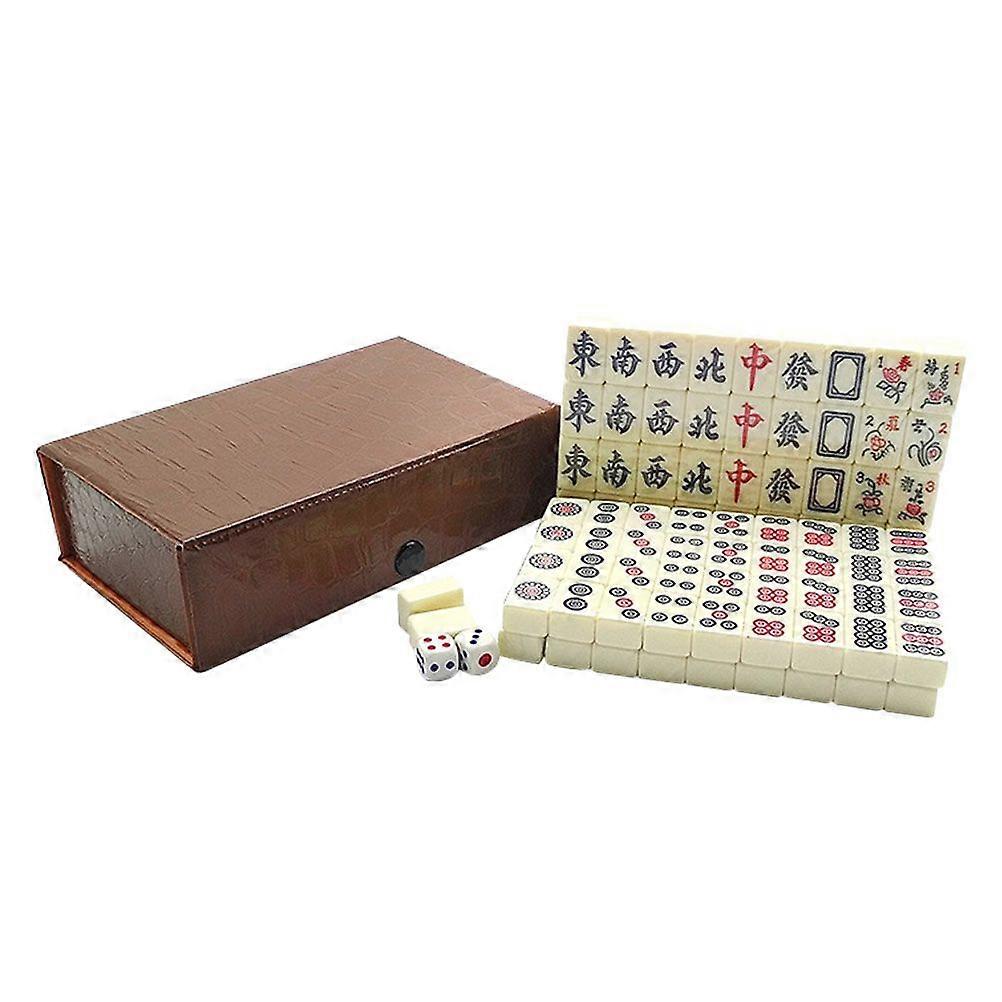 1 Set of Mahjong Kit Chinese Mahjong Game Playthings Kit with Dices for Home Travel