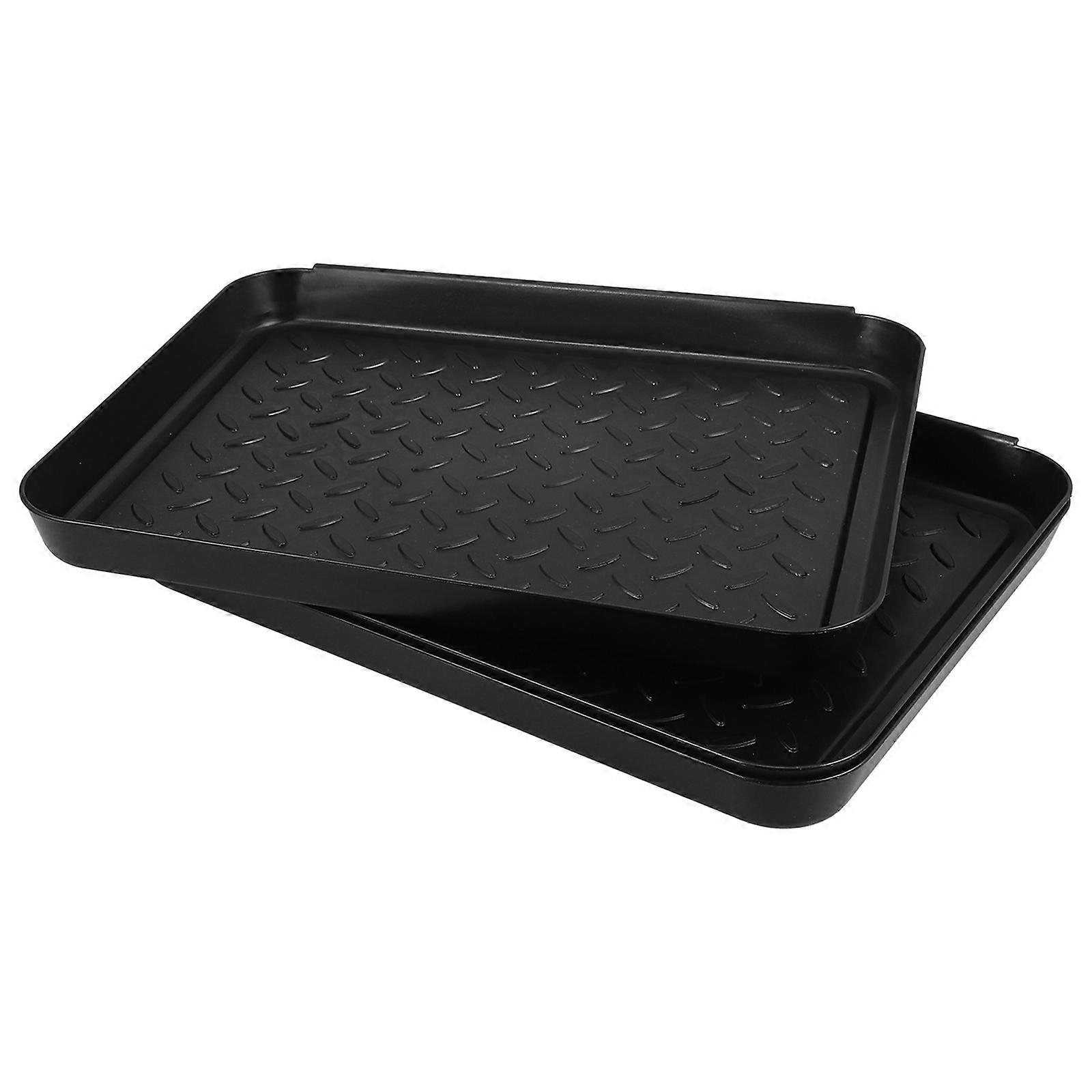 3pcs Plastic Boot Tray Set for Indoor Outdoor Use Shoe Mat for Entryway Long Boot Storage Black