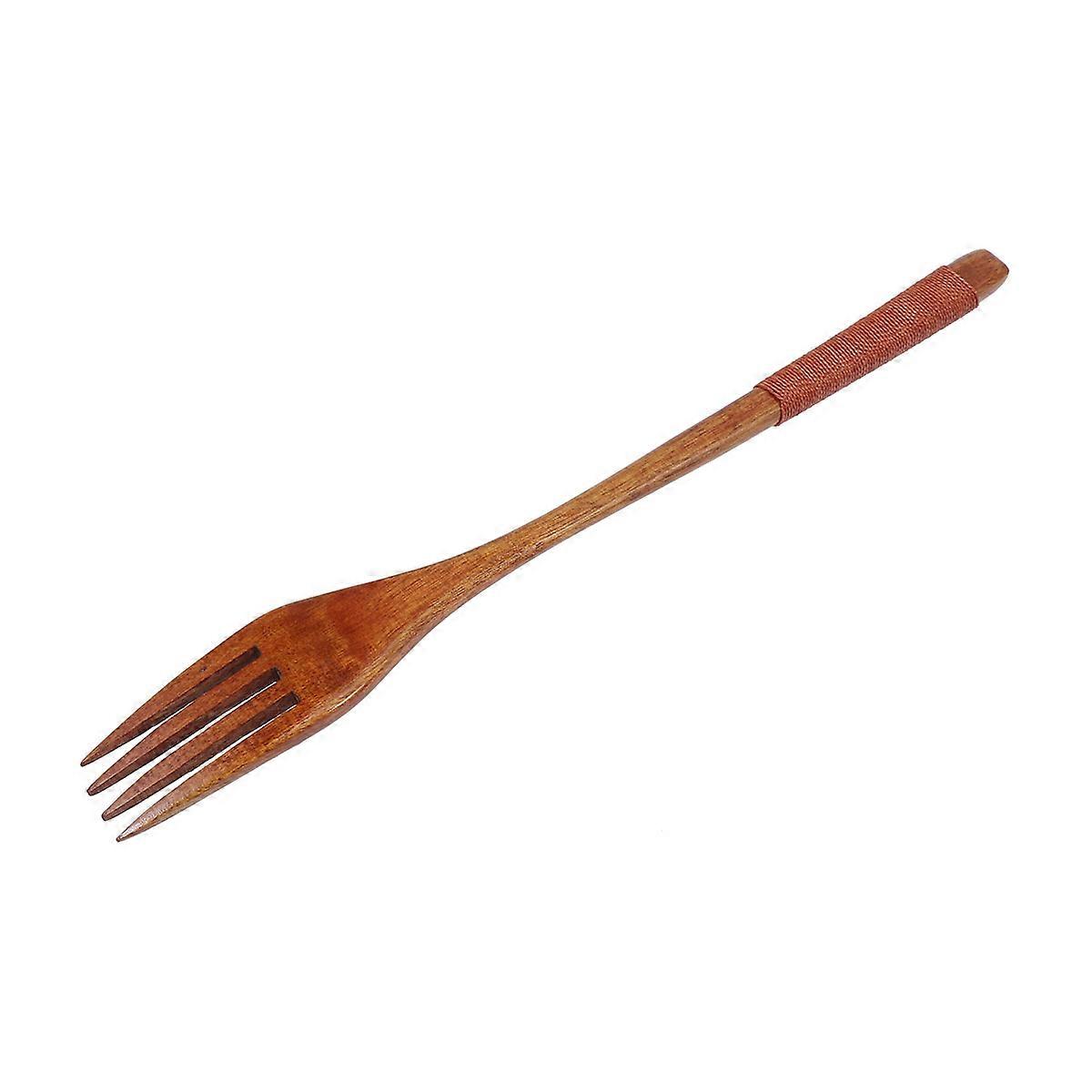 Children Forks Wood Tableware for Camping and Parties Kids Utensil Brown Thread 1Pcs