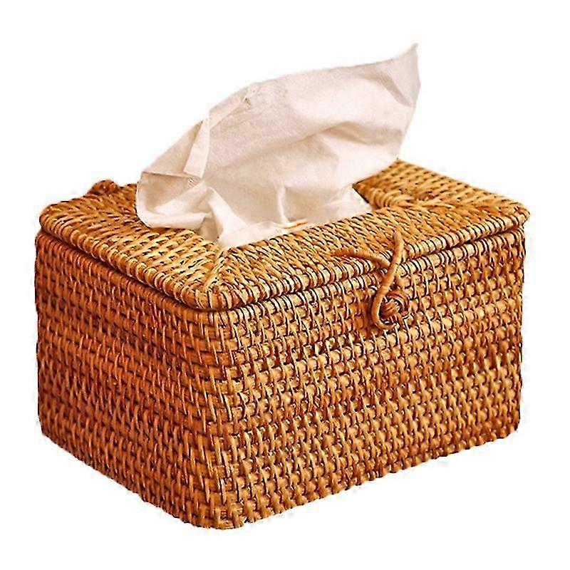 Rectangle Paper Rack Rattan Tissue Box Elegant Home Decoration Handmade Desktop Tissue Container Nap