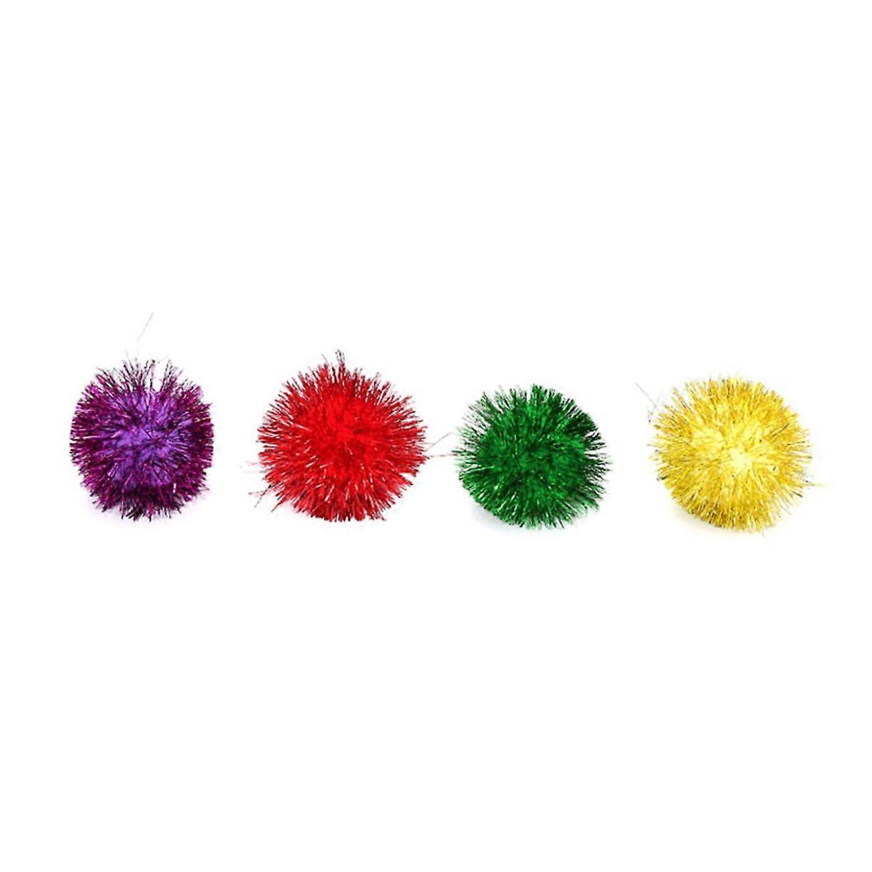 30 Pieces Colorful Mini Glitter Pom Poms for Cats, Interactive Tinsel Balls in Mixed Colors, Cat Toy for Play and Entertainment