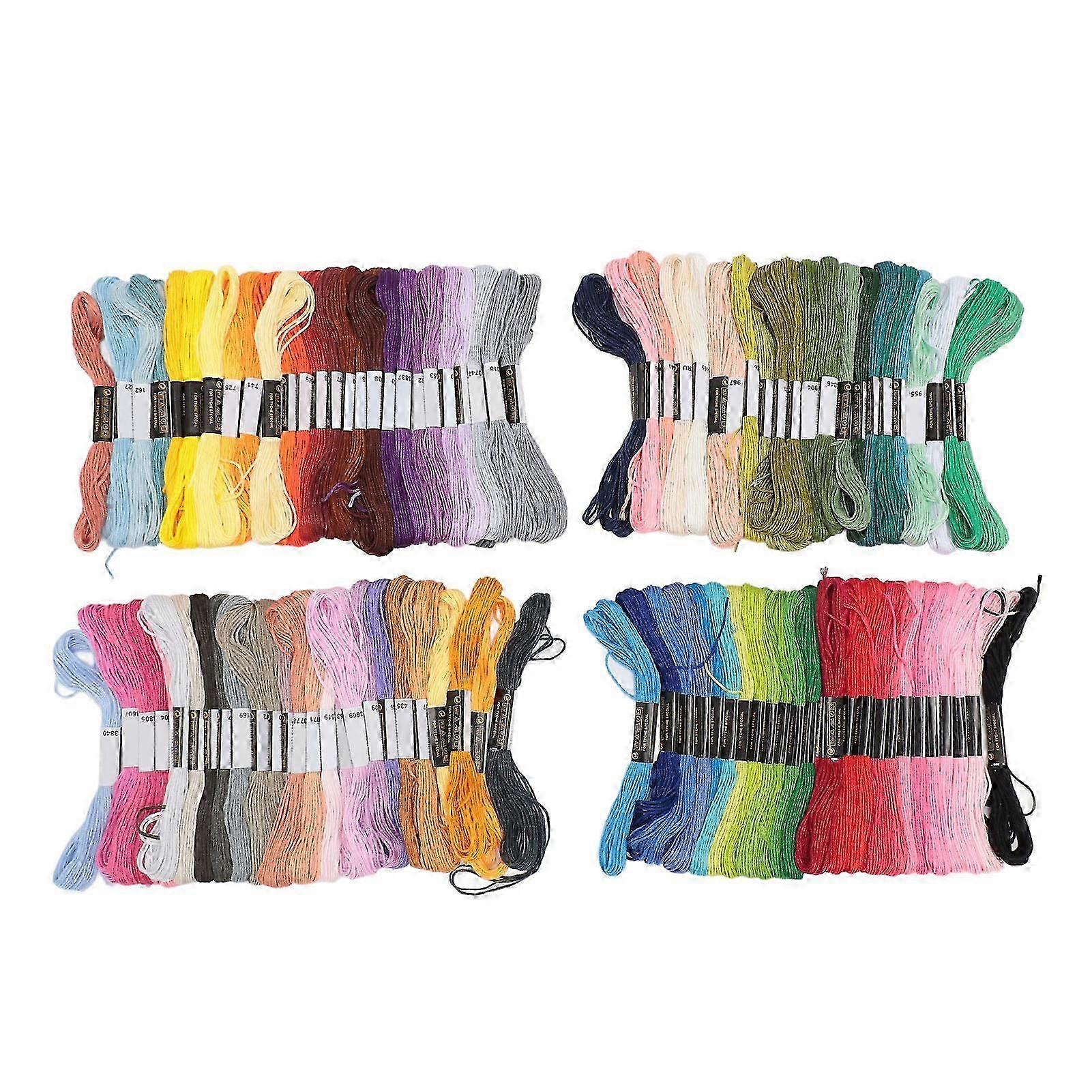 100 Skeins Durable Polyester Embroidery Thread in Bright Rich Colors for Craft DIY
