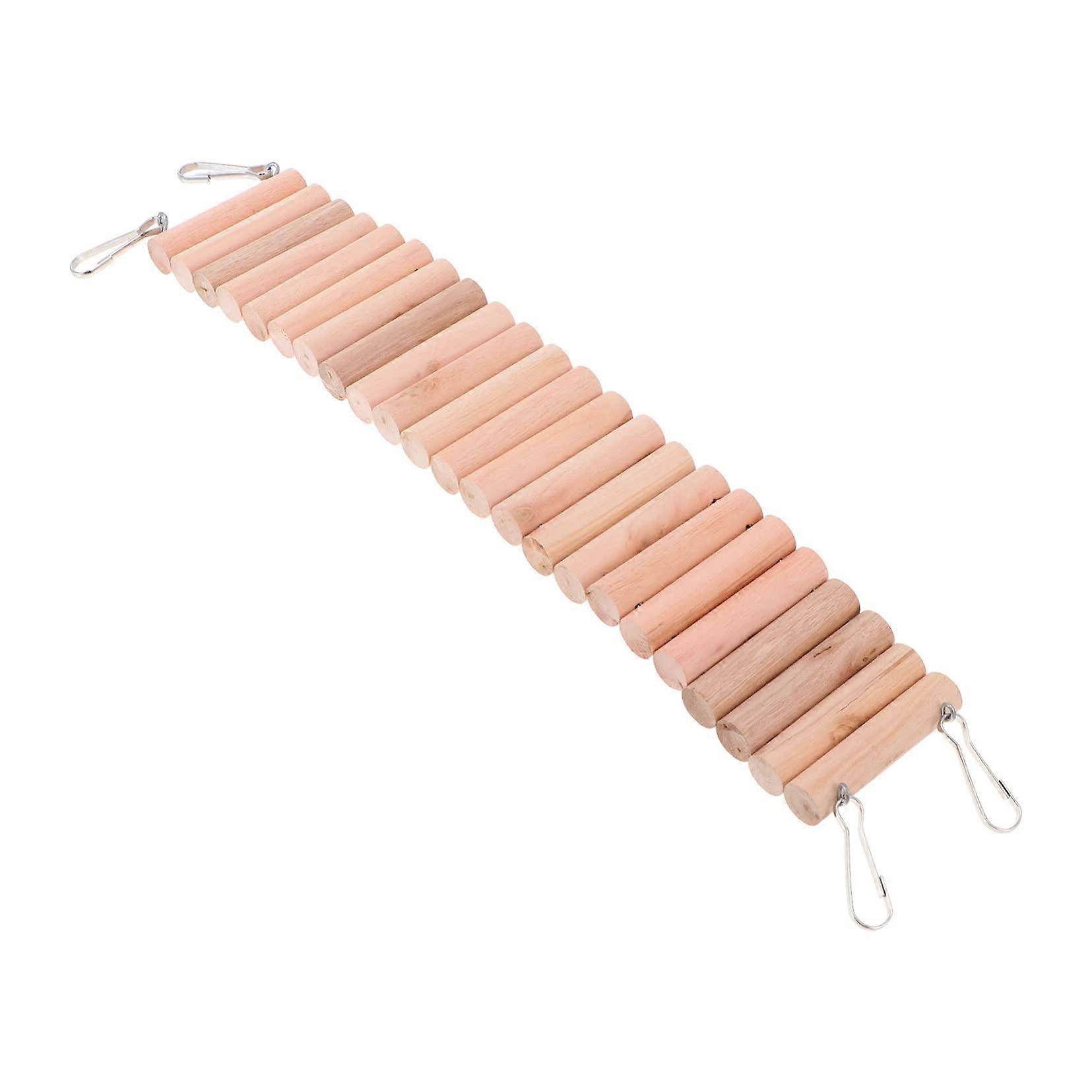 Wood Hideout Cave for Reptiles and Small Animals, Expandable Climbing Ladder and Arch Bridge for Hamsters and Lizards