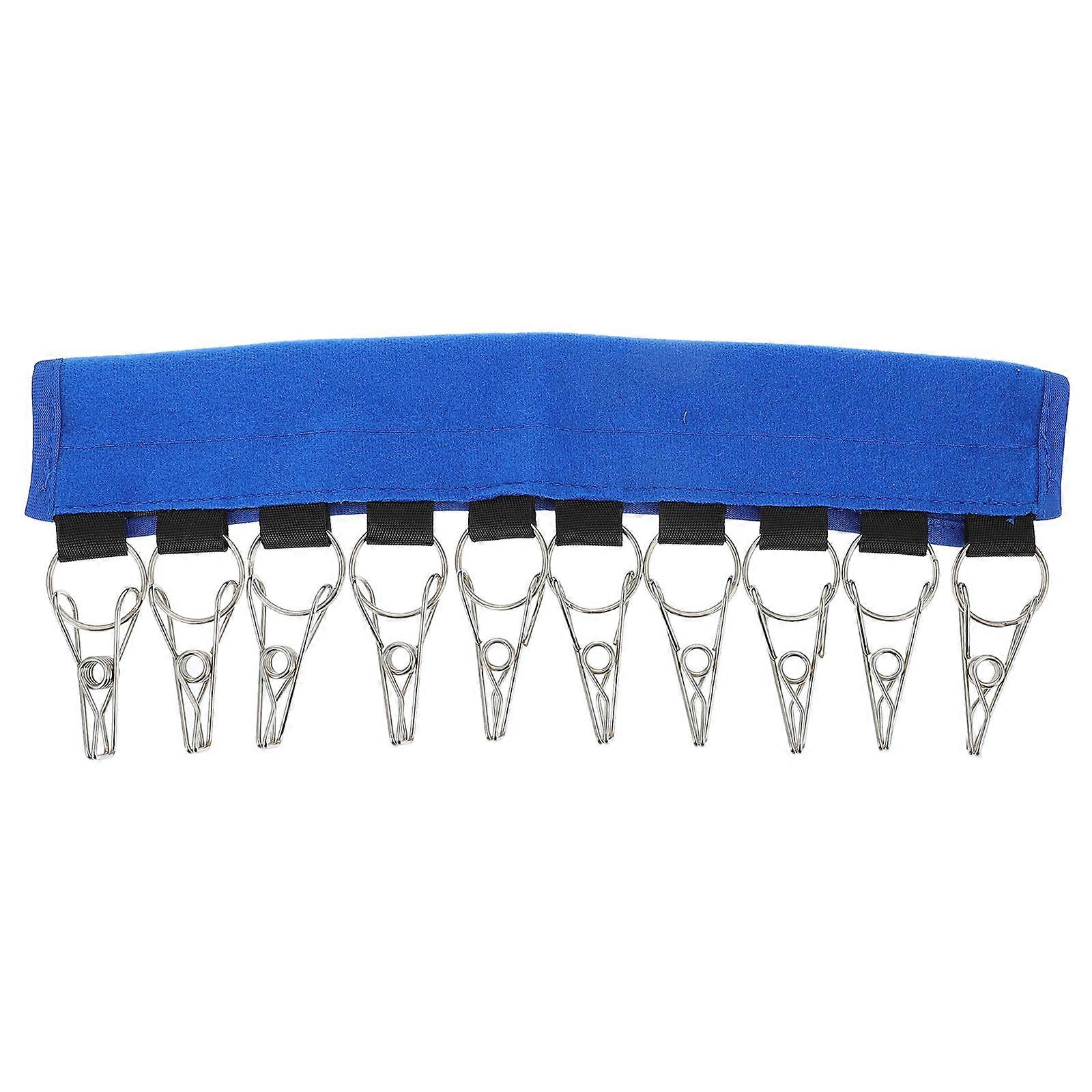 Multi-Function Hat Hook Polyester Hat Clip Organizer Hanger Bathroom Drying 32x13cm Blue 1Pack