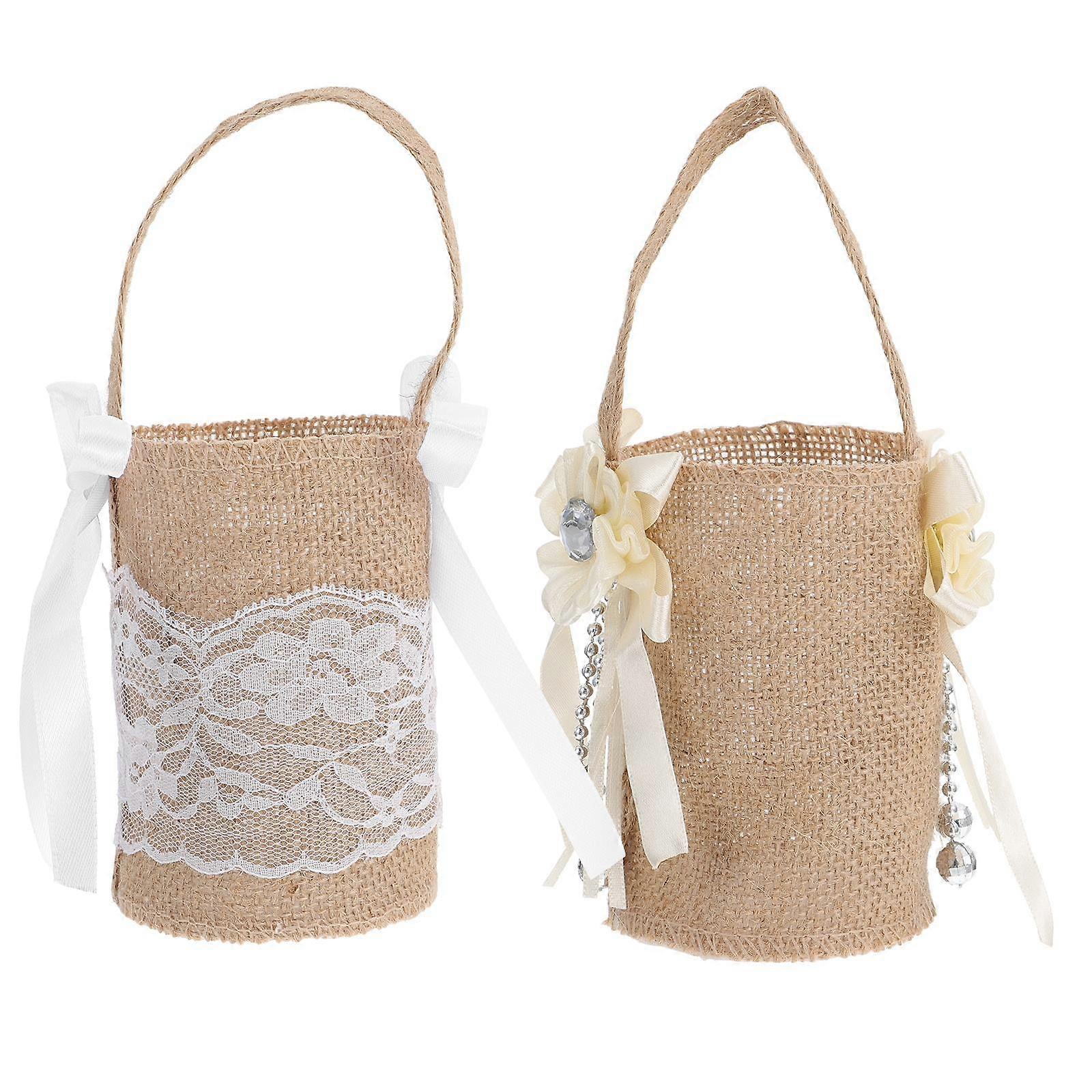 Here's a polished and professional product description for your rustic flower girl baskets:
**2pcs Rustic Flower Girl Baskets with Satin