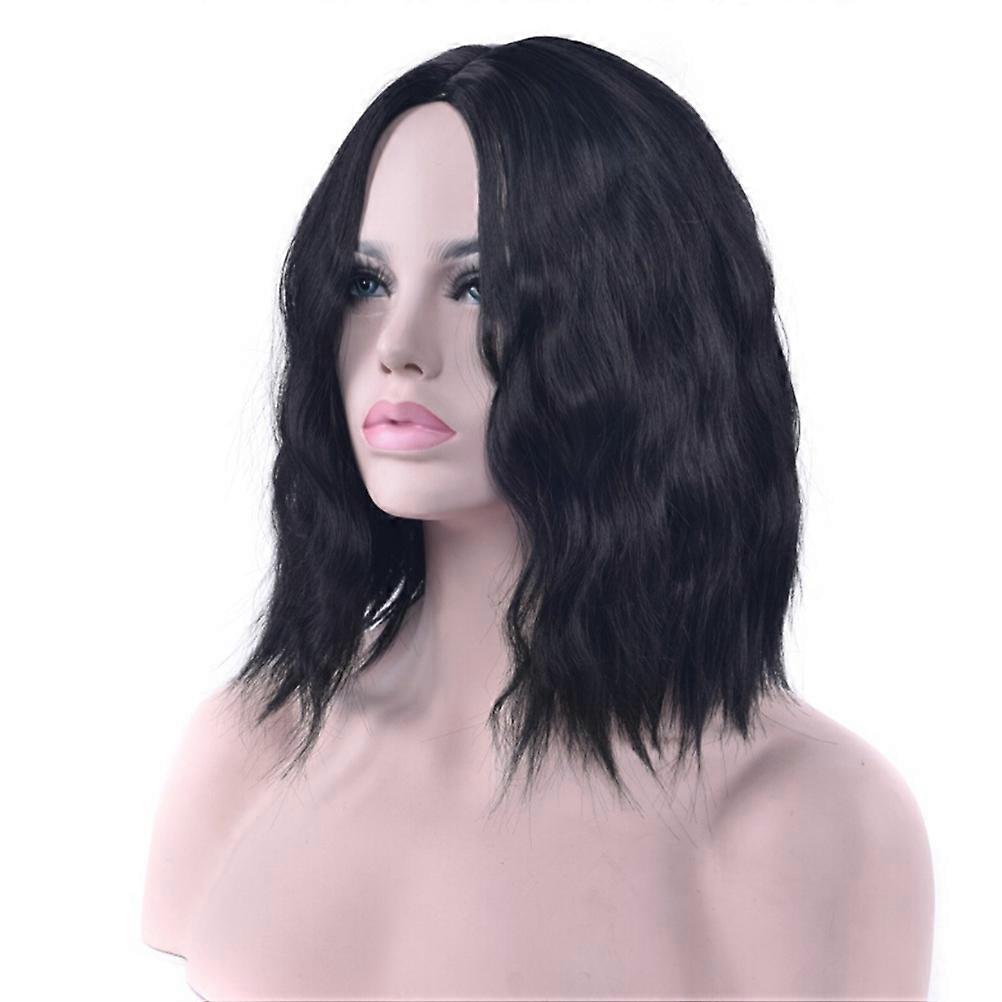 Women Cosplay Wig with Natural Black Color Synthetic Fiber Material for Daily Party Decoration Reusable Comfortable Fit