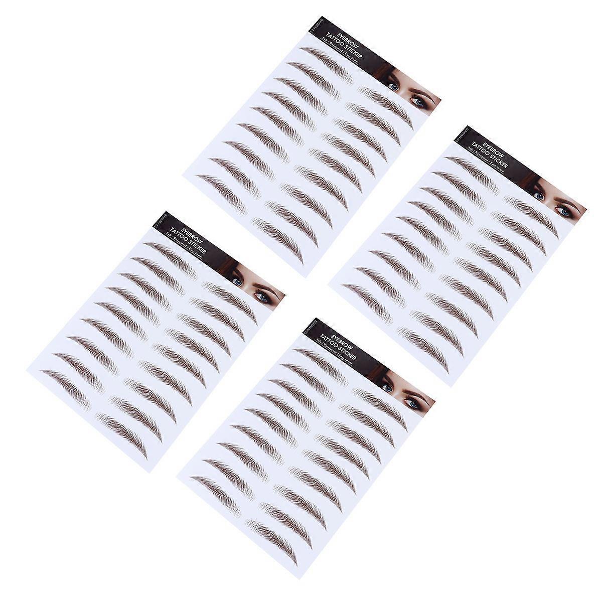 False Eyebrows Sticker Waterproof Reusable Skin-Friendly Girls Gentle Curve 21x15cm 4Set