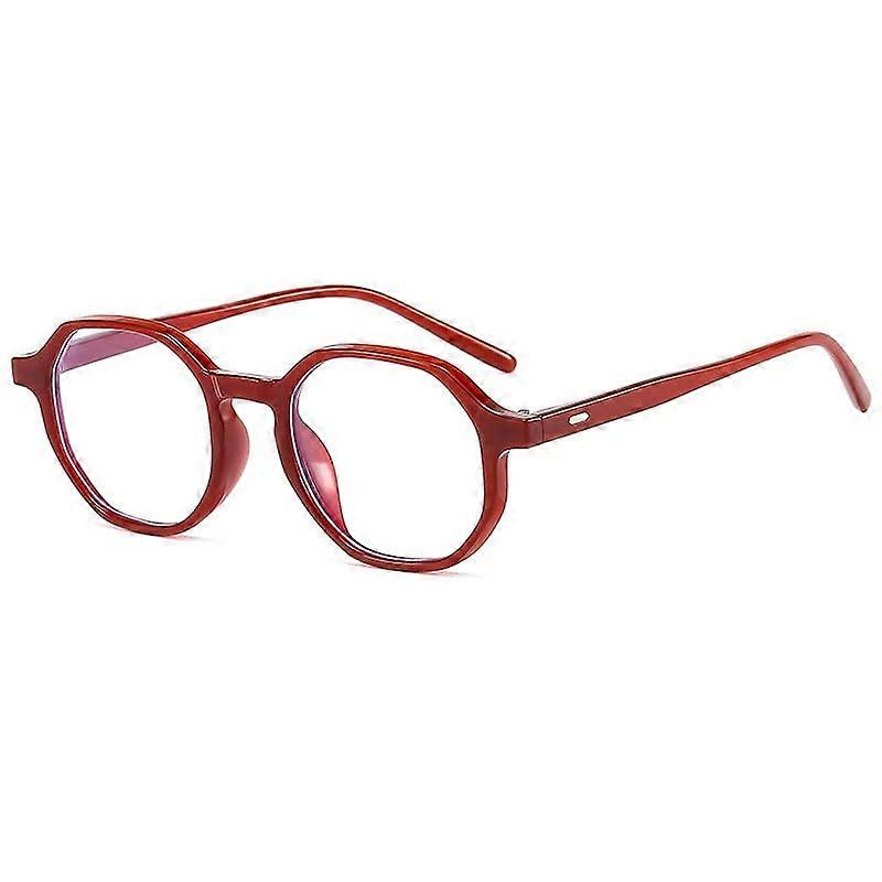 Retro Reading Glasses Round Blue Light Blocking Vintage Frame for Men and Women +350 Red Anti-UV Glare Computer Glasses