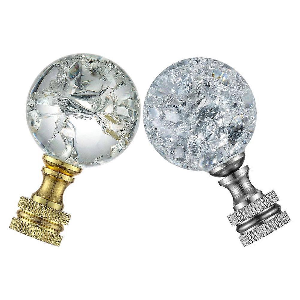 Lamp Finial Decoration Simple and Delicate Color Clear Crackle Glass with Metal Finish Base for Lightweight 2Pcs