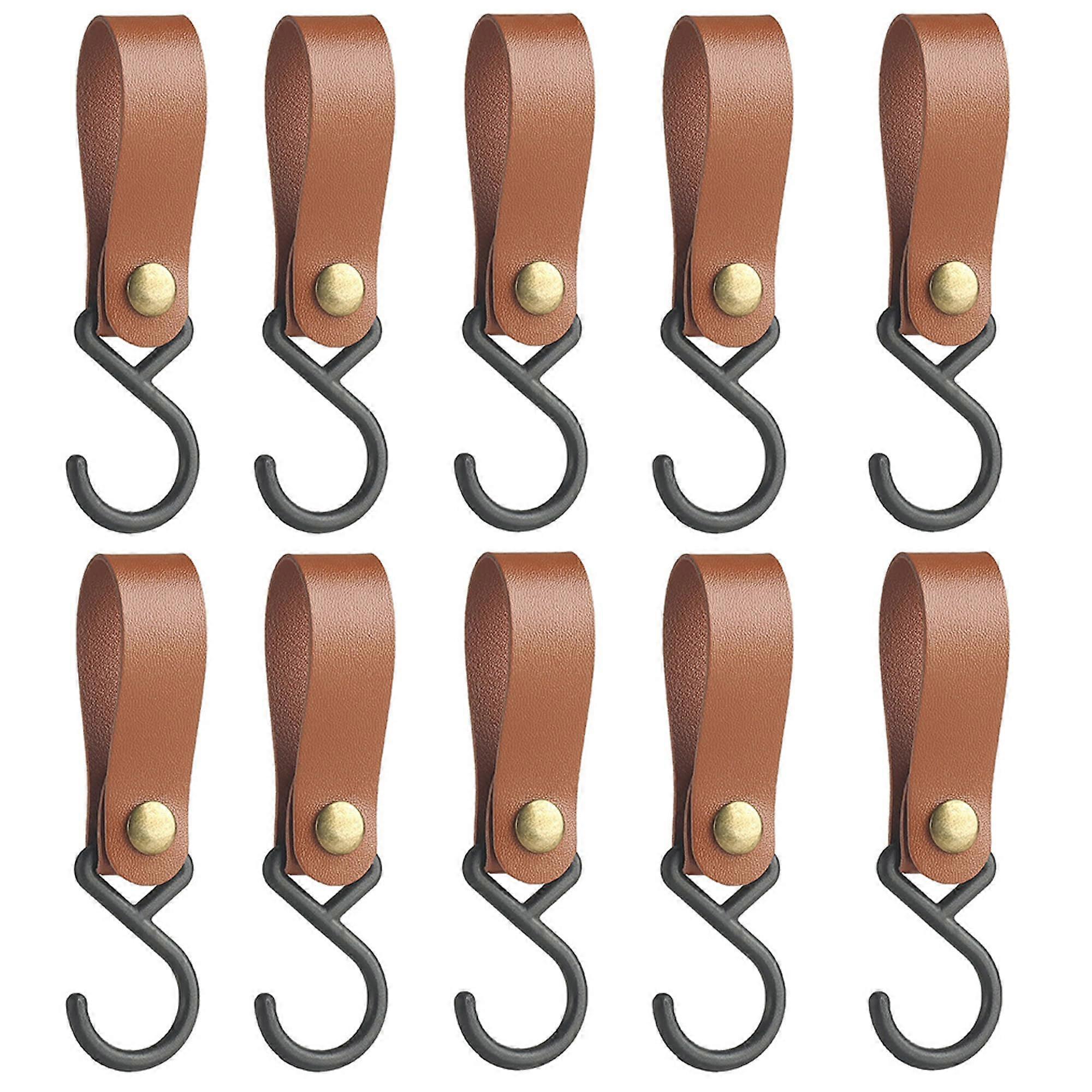 Camping Hooks, Butcher Hooks, Leather SHooks, Pack of 10, Portable Outdoor Hooks