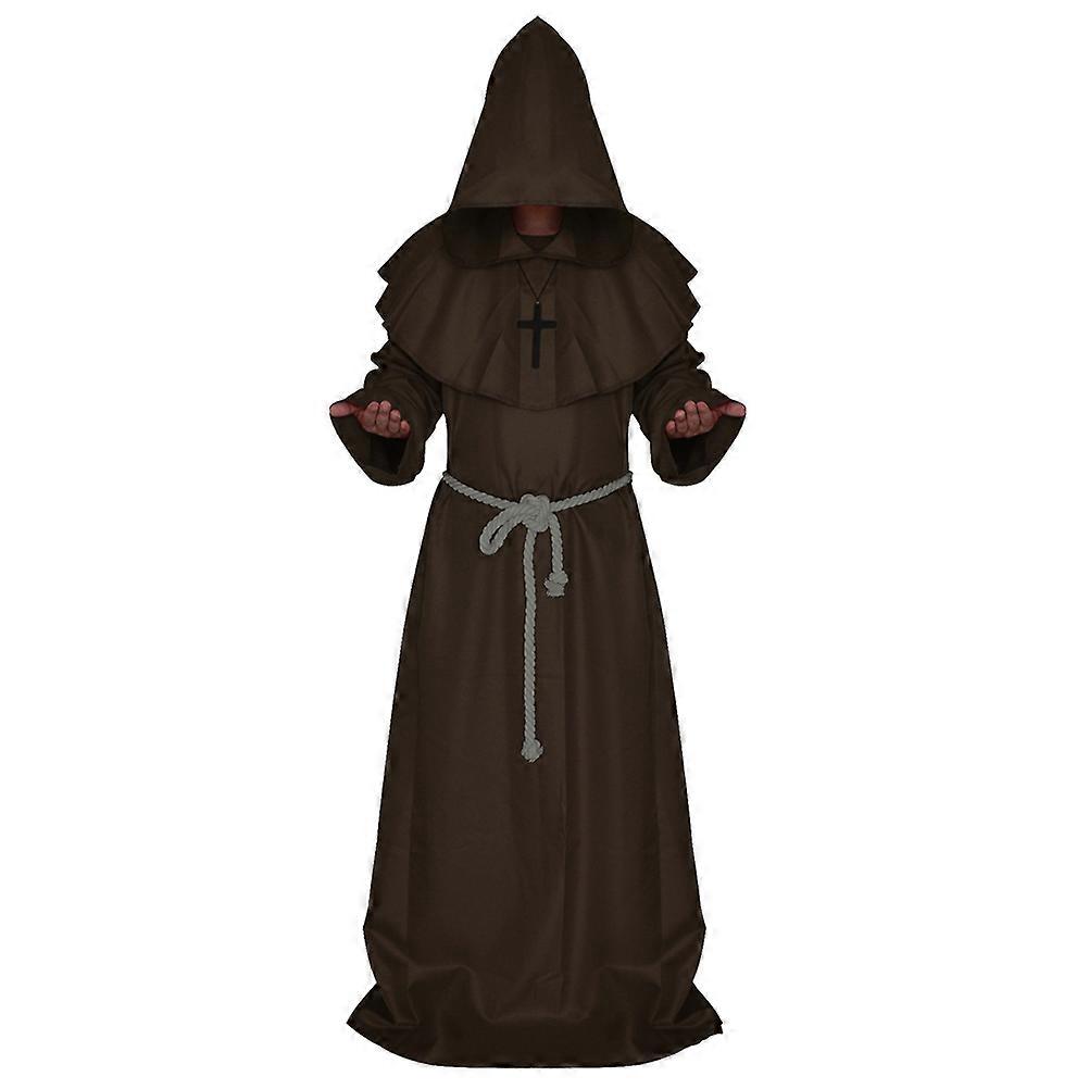 Cosplay Costume Medieval Friar Halloween Medieval Monks Costume Classic Style S Coffee 1Set Costume Party