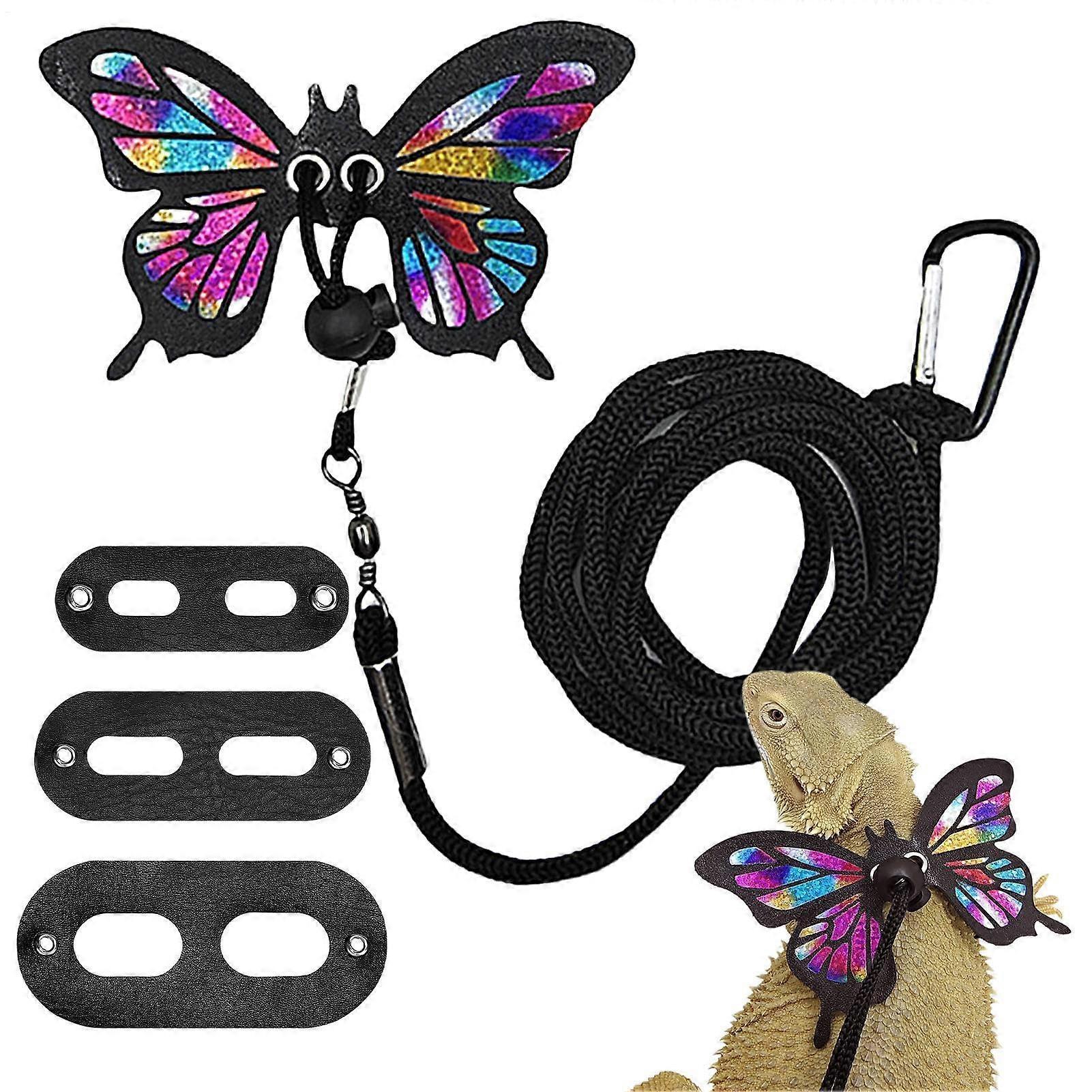 Bearded dragon lizard harness, soft  leather, detachable, adjustable, escapeproof in 3 sizes