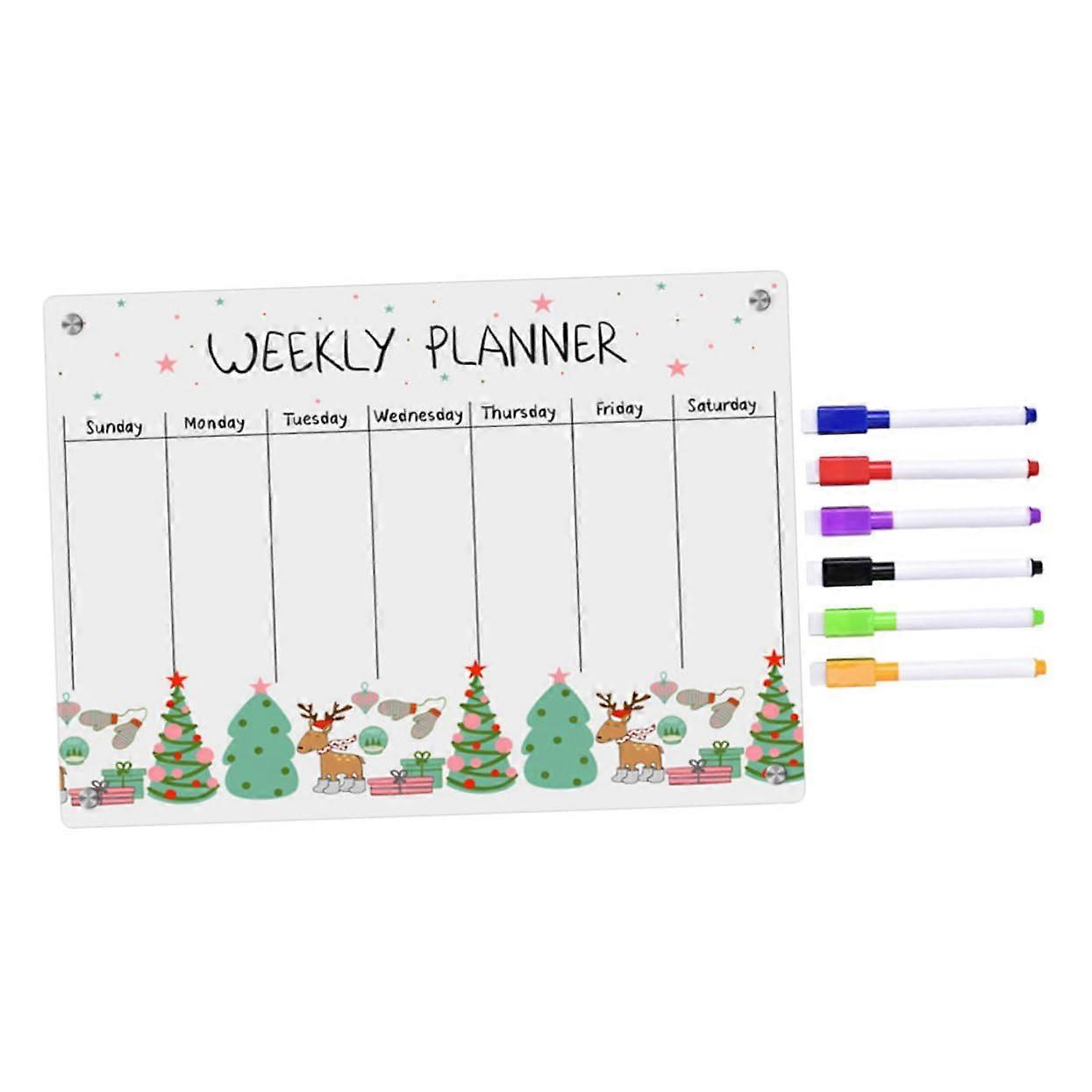 1 Magnetic Refrigerator Planning Board, Wipeable Acrylic Board for ToDo Lists, Daily Tasks, and Meal Planning, White Marker for Family Organization