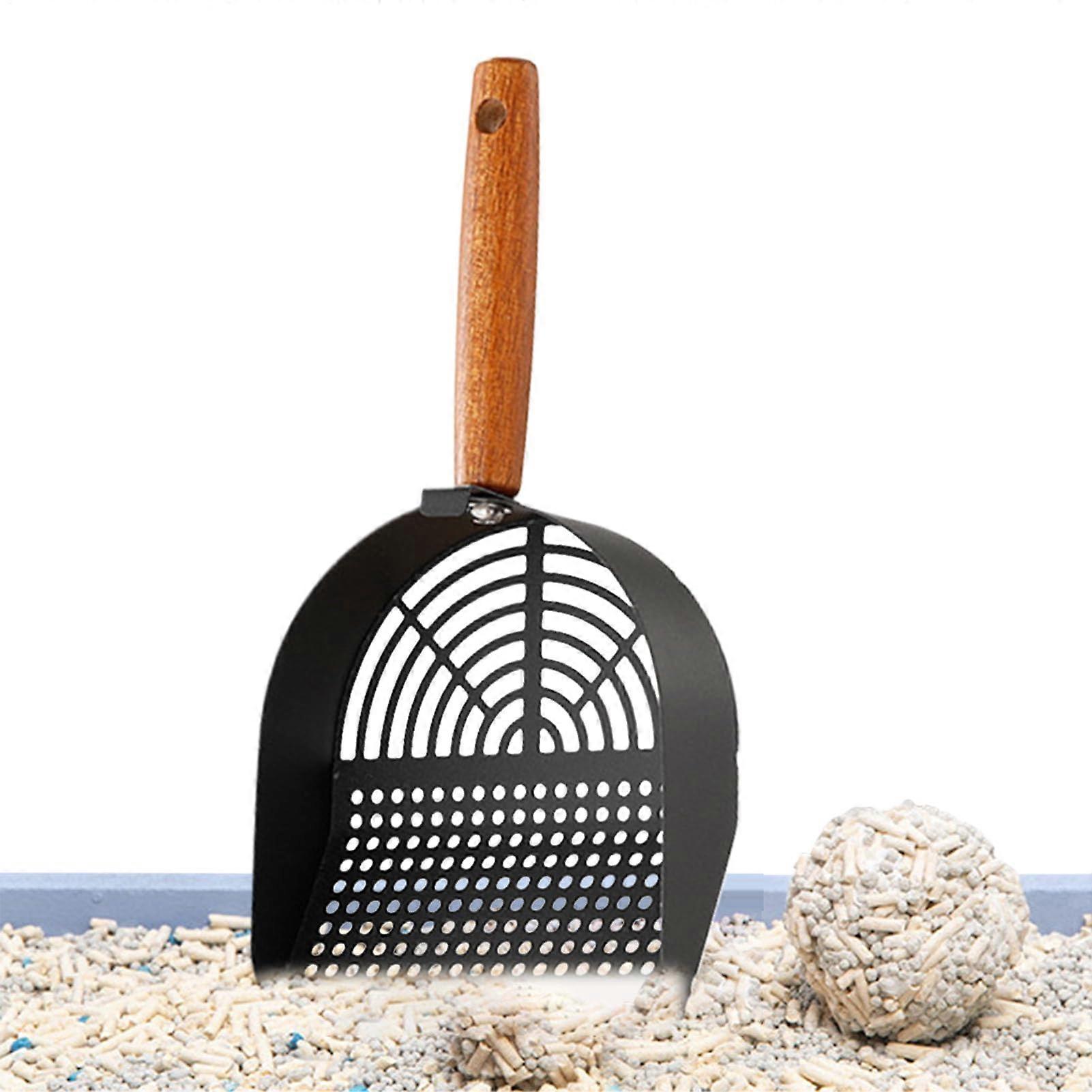 Cat Waste Scoop With Handle | Round-Hole Design, Ergonomic Litter Scooper, Stainless Steel