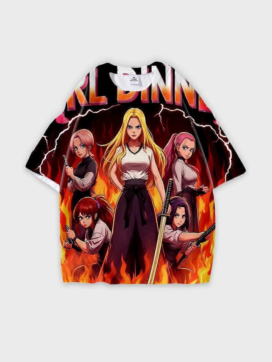 T-shirt round neck book Characters Pattern loose short sleeve P1198