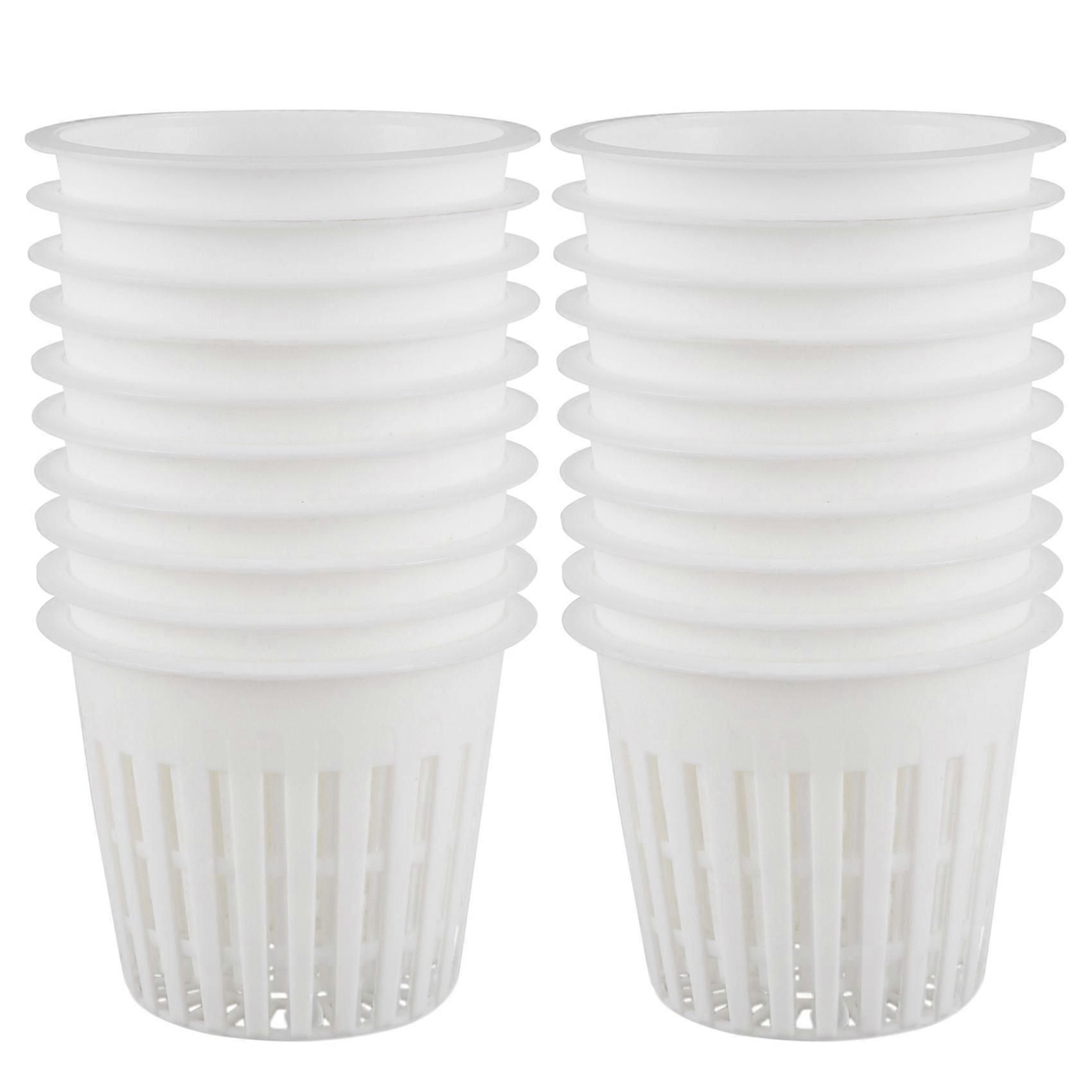 20Pcs 3 Inch Heavy Duty Mesh Pot Net Cup Basket Hydroponic Aeroponic Planting Grow Clone White