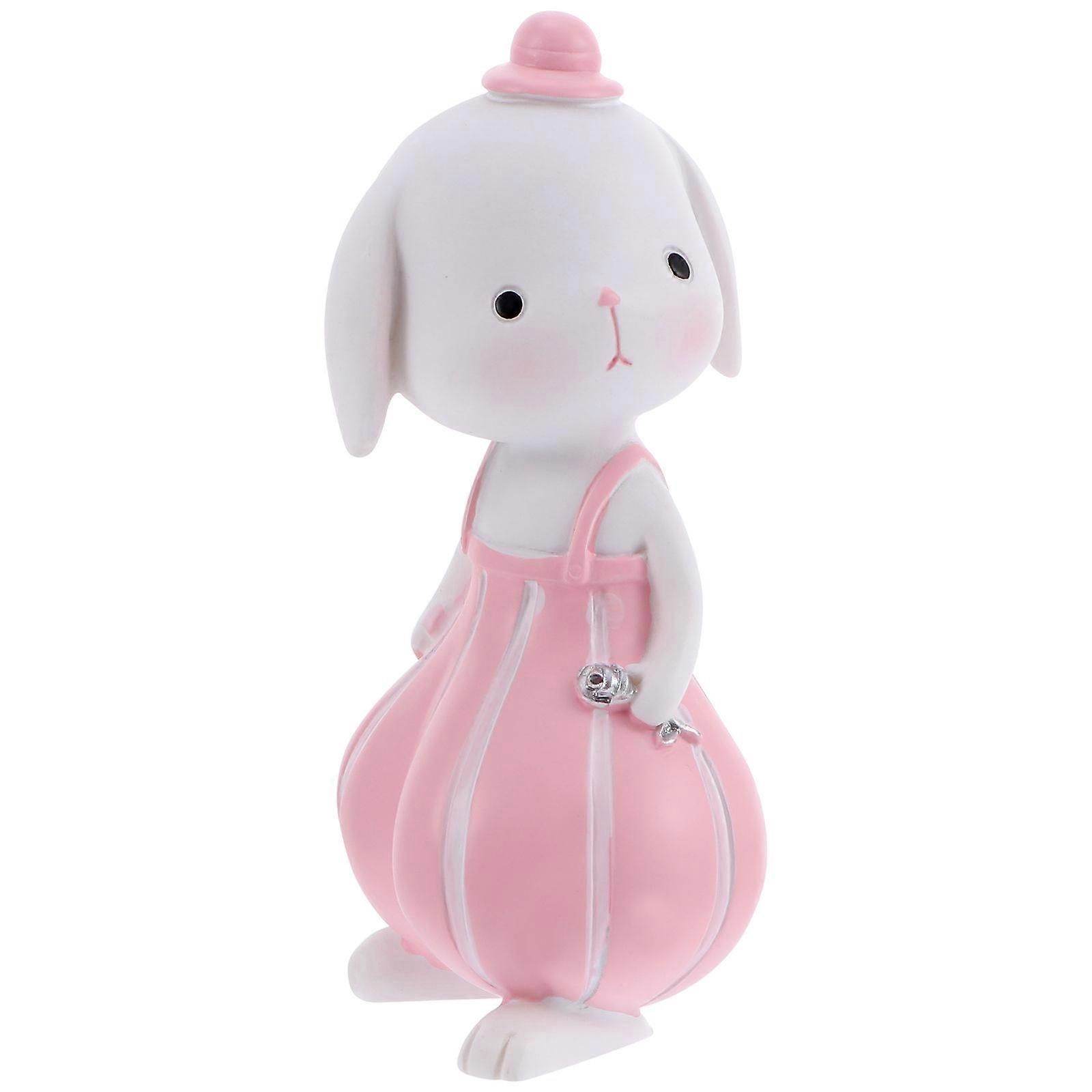 Creative Pink Synthetic Resin Bunny Decoration for Tabletop Adornment and Mini Fairy