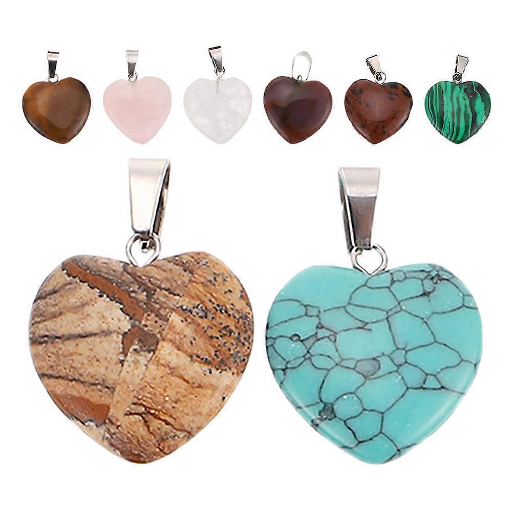 a polished and engaging product description for your item:
**8pcs Heart Shaped Natural Stone Pendants – Smooth Gemstone Charms for DIY Jewelry