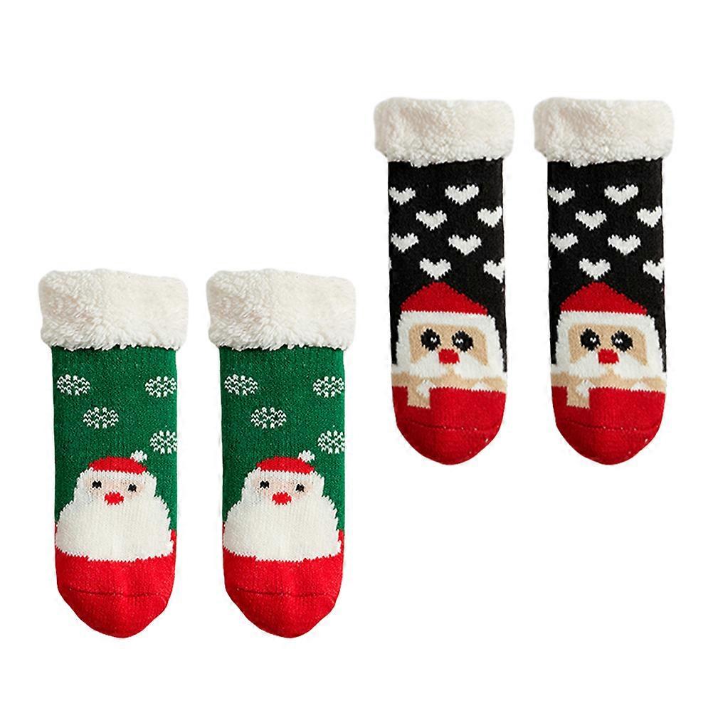 Thickened Non-slip Floor Walking Socks For Children 2 Pairs M Assorted Color For Indoor Fun
