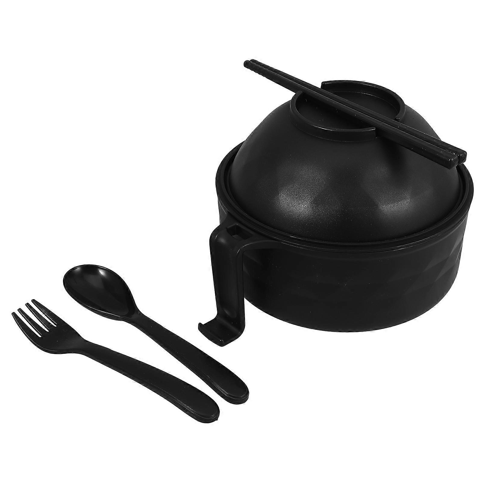 Plastic Mixing Salad Pasta Fruit Bowls Designed For Dorm Room Essentials In Black Color Aligning With Ramen Cooking Function 1 Set