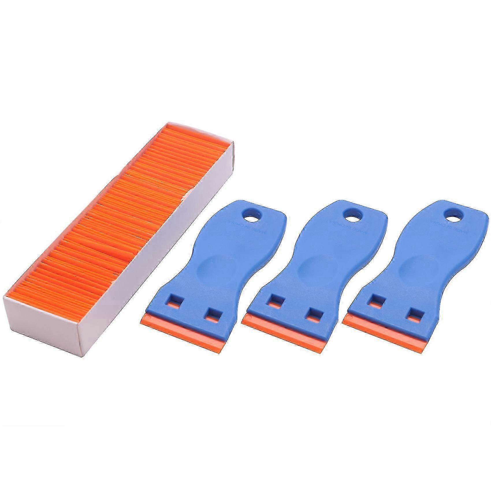3stk plast Razor Blade Skraper &100 stk 1,5 tommers Double Edge Plast barberblad for Auto vind