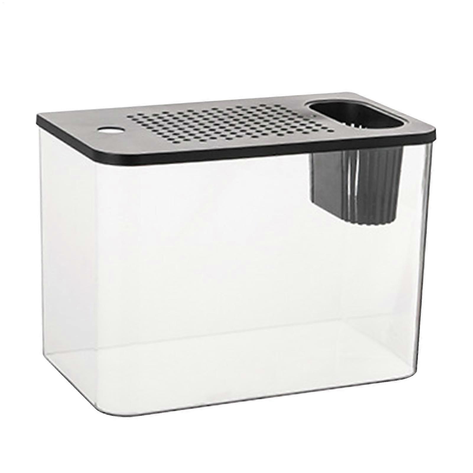 Betta Fish Tistana Turtle Aquarium, Transparent, for the Desk Compact Aquarium for Small Fish, Turtle Breeding, Kids, Adults, Black