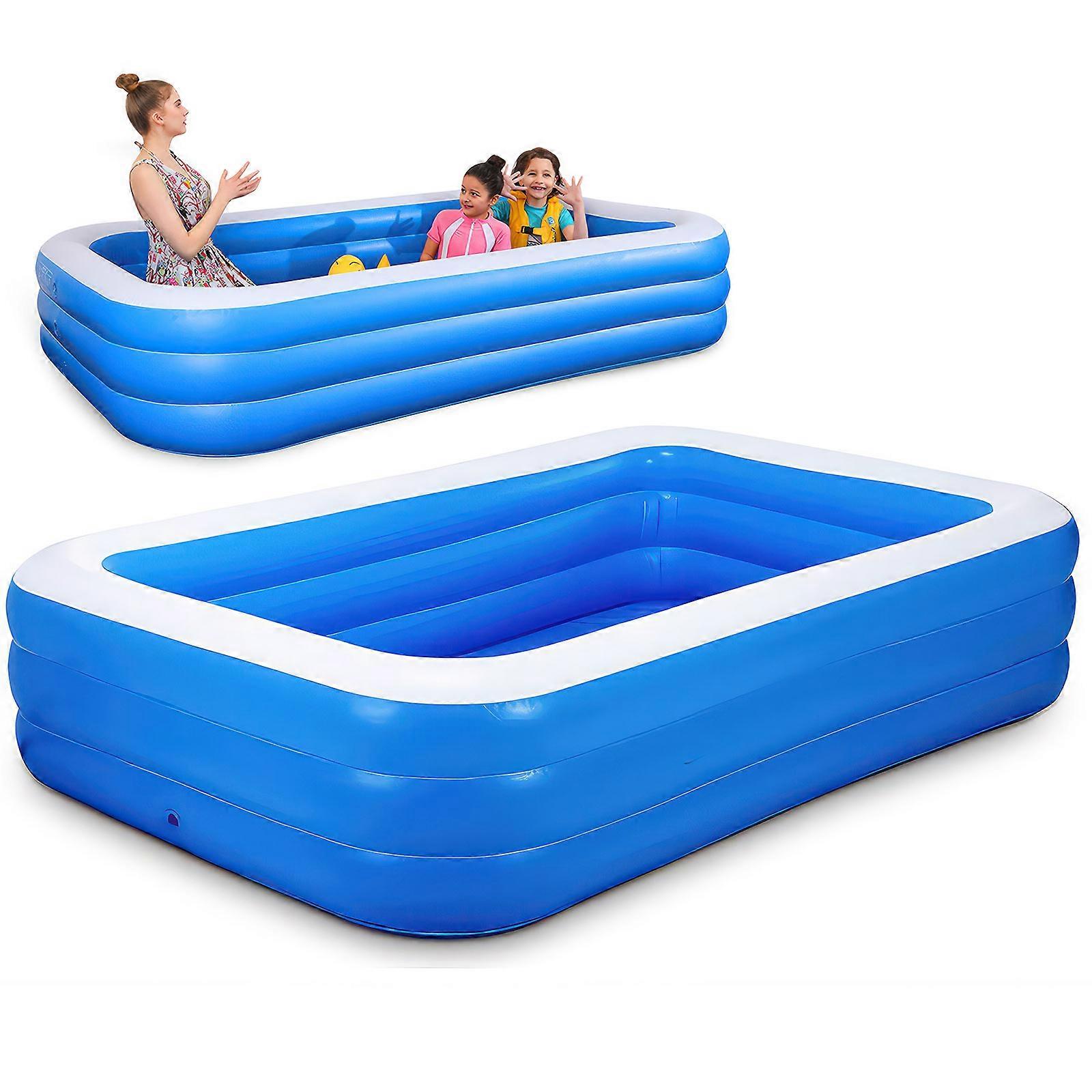 Outdoor Inflatable Pool (2.1m 3-Layer Blue & White)