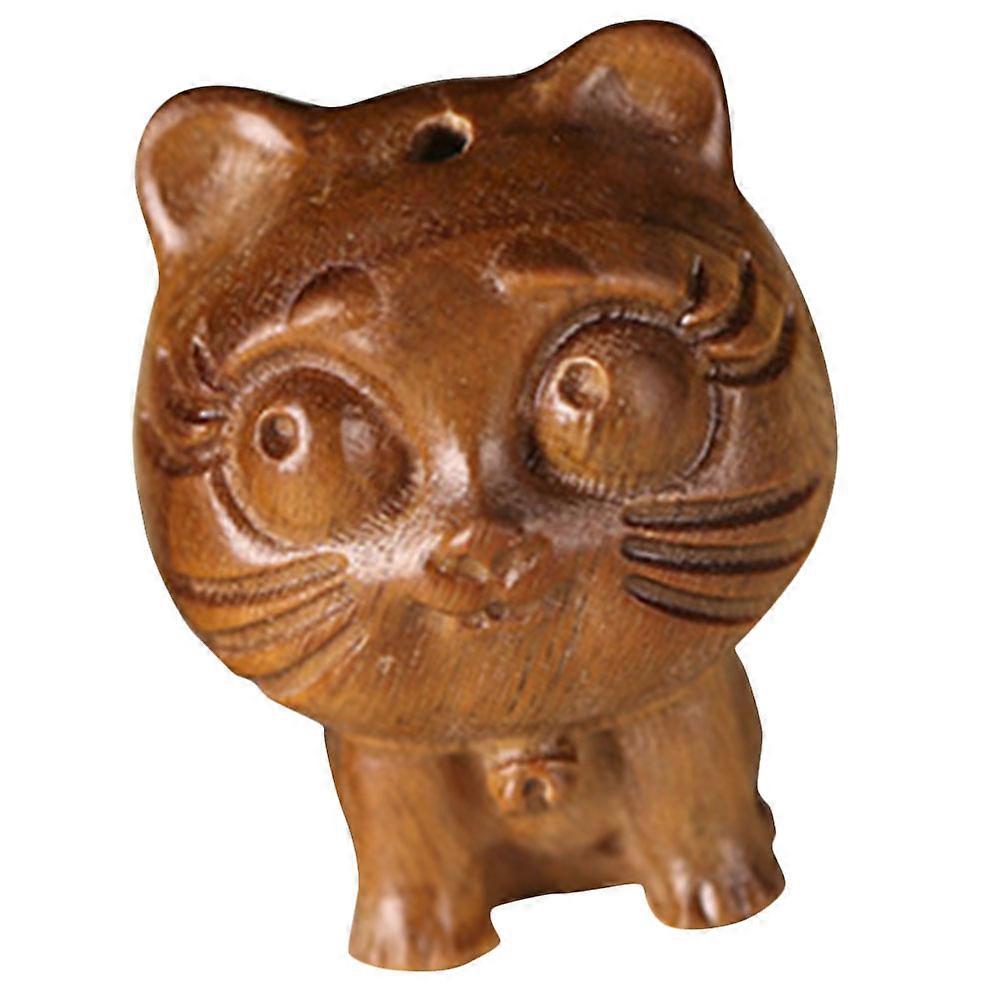 Chocolate Wooden Cat Pendant for DIY Keychain Decor with Retro Style and Hole 1.5cm