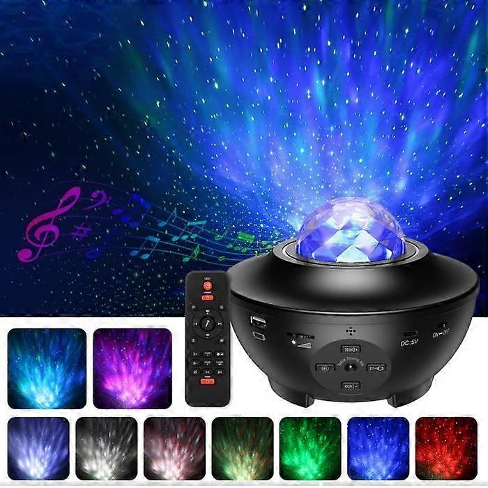 Star Projector Night Light, Starry Sky Projector with Remote Control, Music Player, 10 Colors + 3 Dynamic Modes