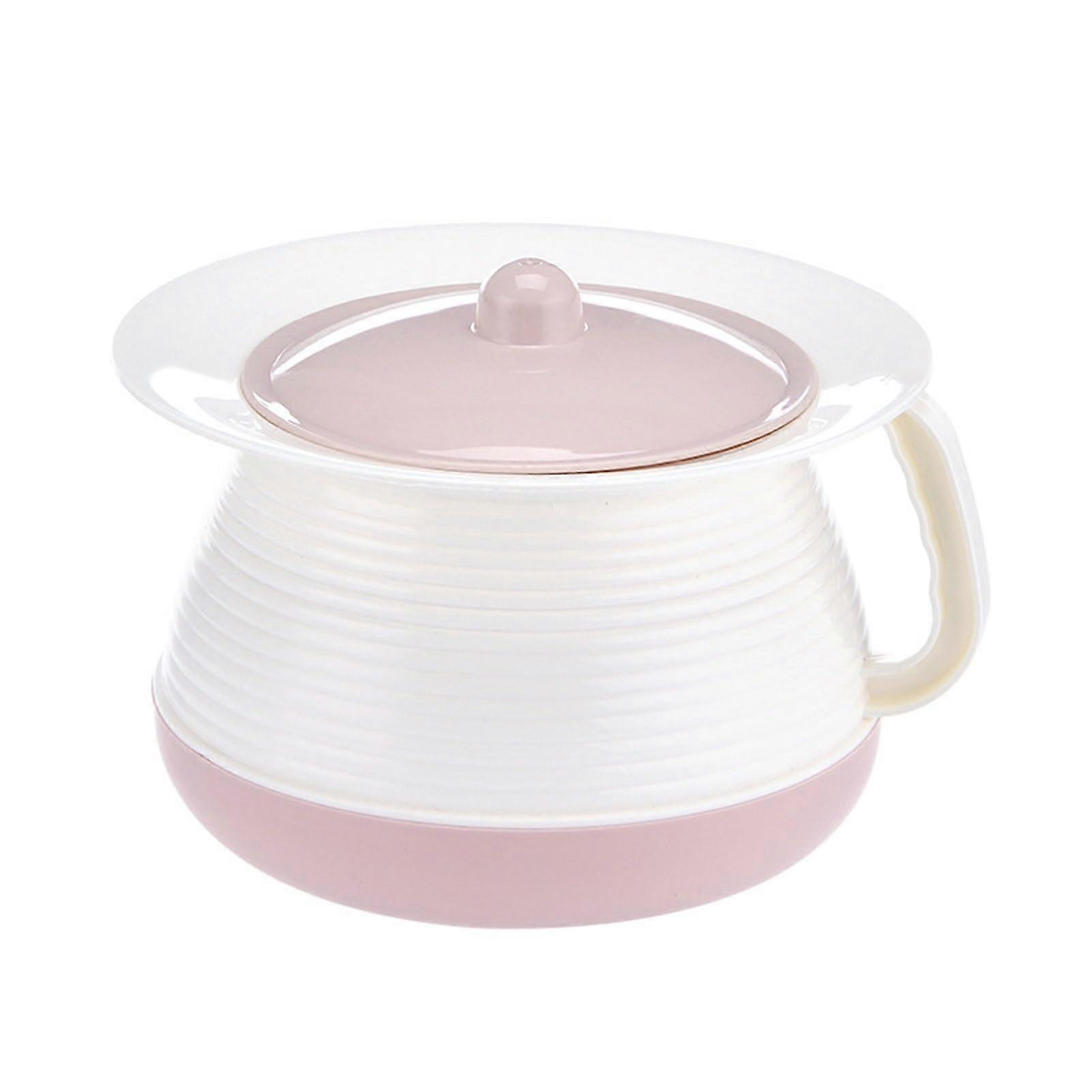 Night Pot, Night Pot with Lid, Unisex Burp Bowl, Portable Bed Pan, Bedside Pipi Pot, Bucket with Handle for Household, Older Adults (Pink)