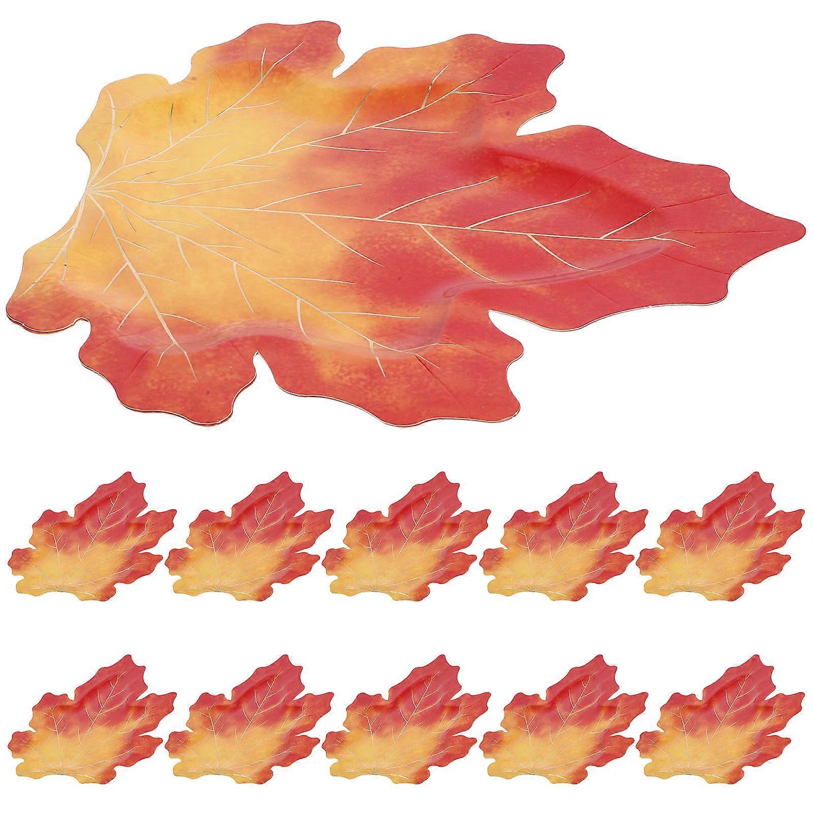 Fall Thanksgiving Leaf Paper 20Pcs Maple Leaf Shaped For Harvest Party 9 Inch Diameter With Function