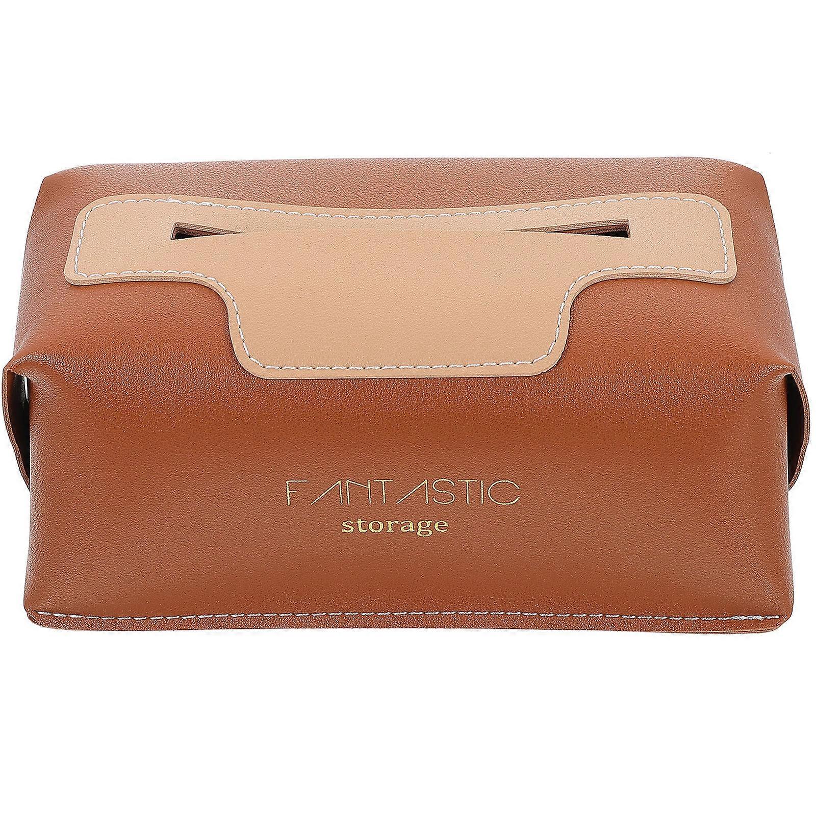 Taschentuchbox-Abdeckung zur Aufbewahrung PU Hellbrauner Mode-Organizer