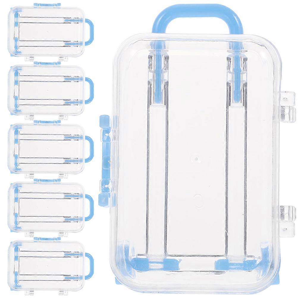 Blue Mini Suitcase Gift Box for Decor Perfect for Wedding Bridal Shower Travel Party Favor Boxes Material 6 Pieces