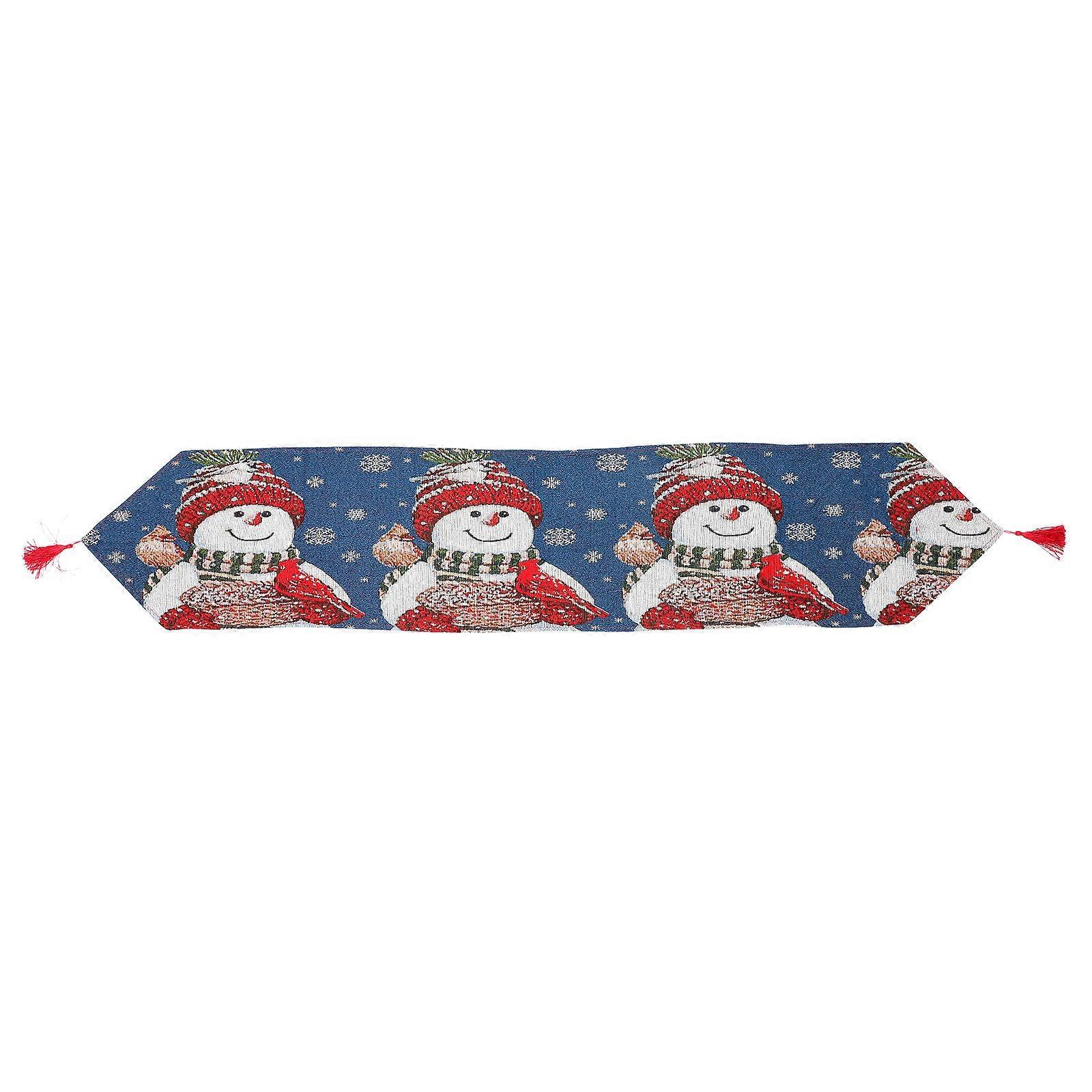 Holiday Table Runners Christmas Table Cloth Snowman Pattern Dining Table 70.74X13.76 Inch Protects Tabletop 1Pc