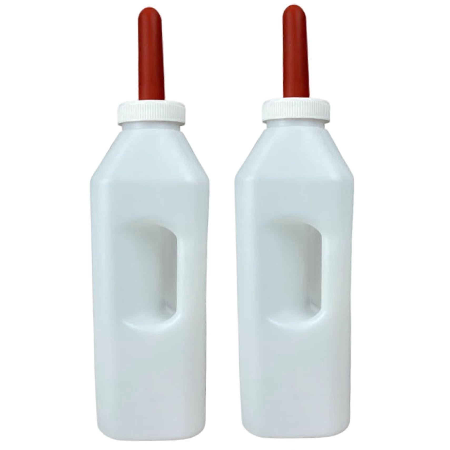 2pcs Calf Bottle 5x17 Inch 3L Long Silicone Nipple Calf Calf Bottle with Ergonomic Handle and Clear Measurement Scale Rust
