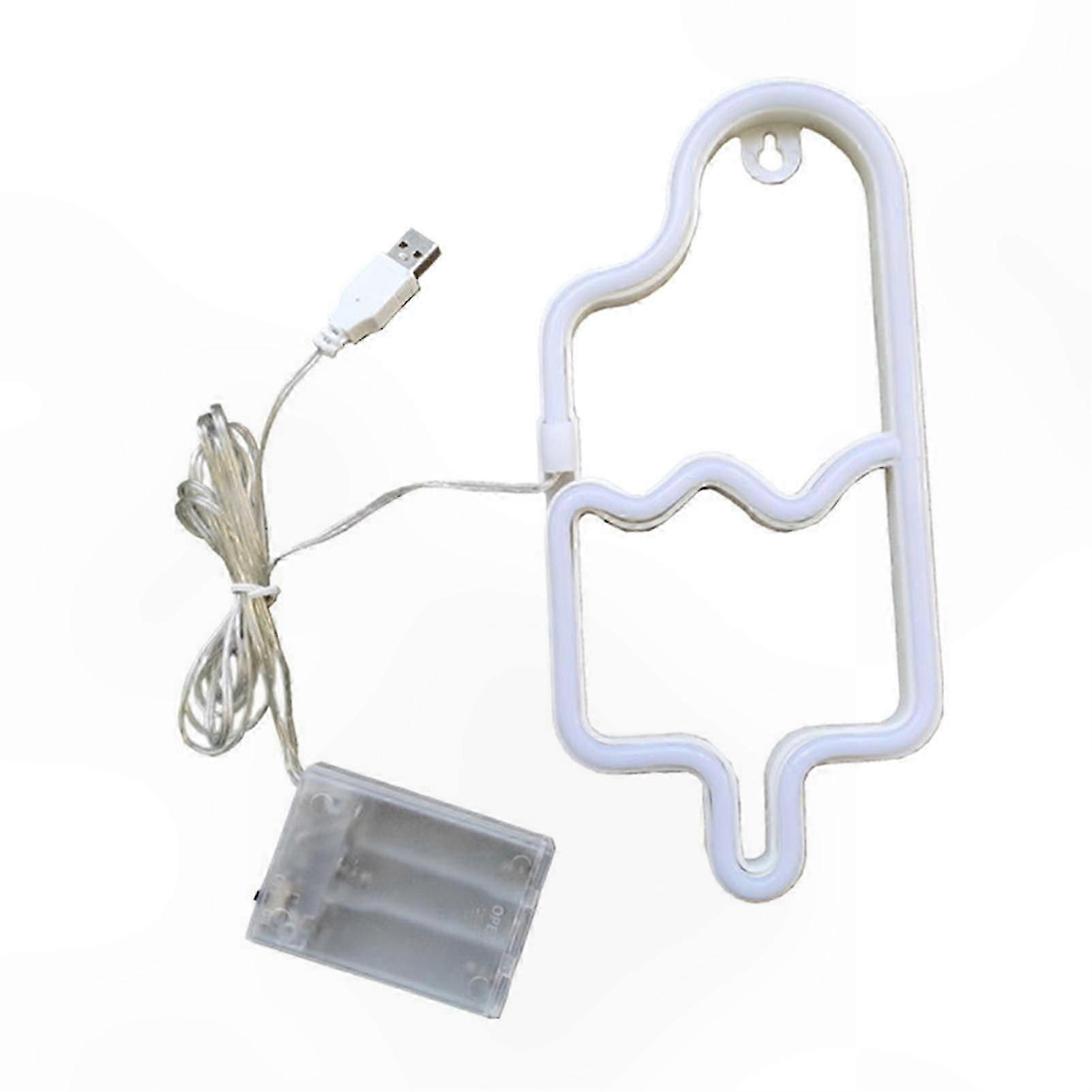 Creative LED Neon Light Shape Decoration, Flicker-Free USB or Battery-Powered Wall Art Lamp for Ice Cream Theme