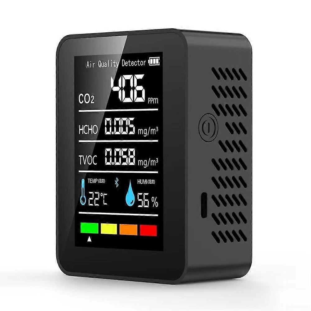 3-in-1 Air Quality Monitor with Important Room Air Level Data, Black Infrared, Digital Display, Smart Home Compatible