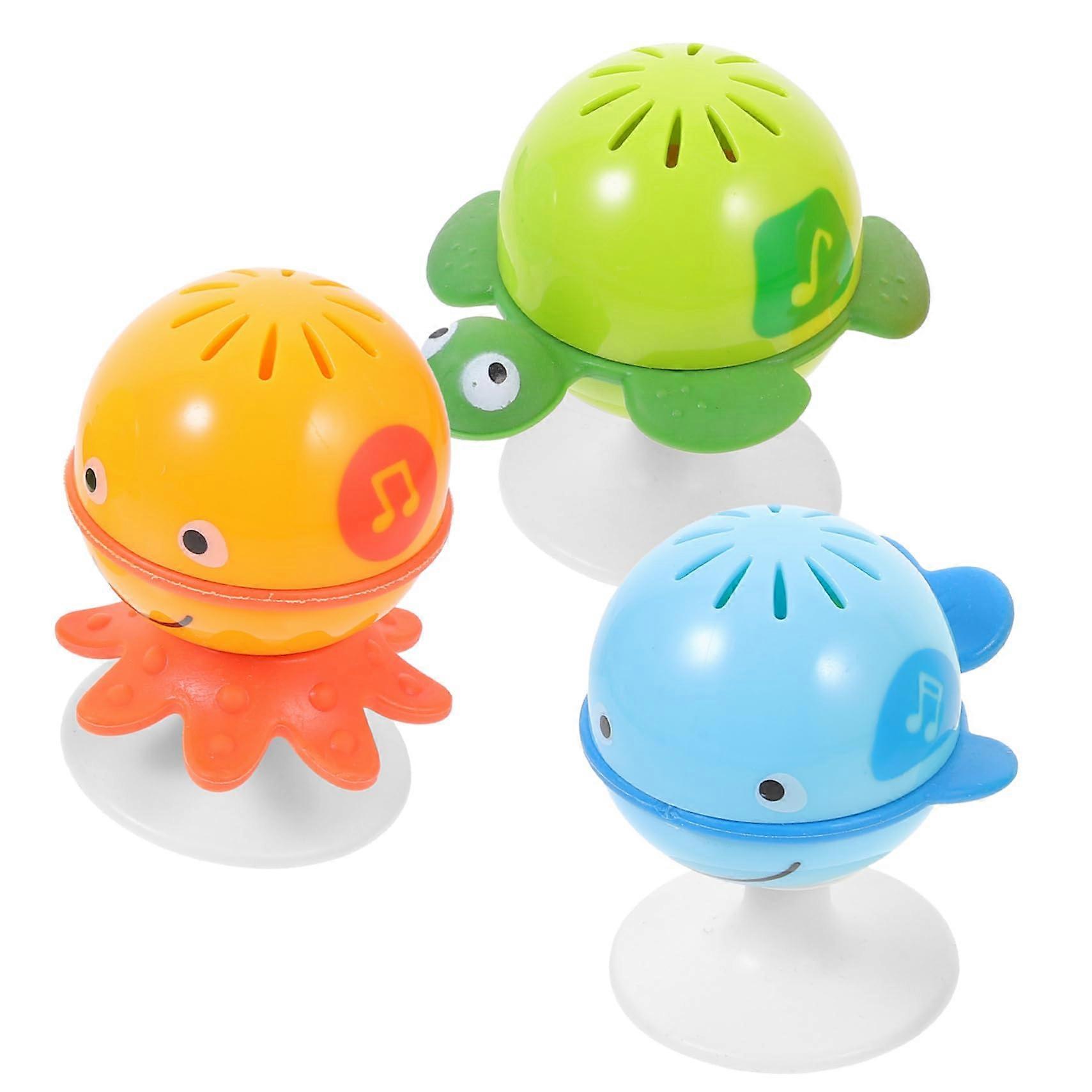 3 件装 “The Bell Ocean 系列” 婴儿喂养拨浪鼓 婴儿喂养辅助工具 婴儿玩具 音乐拨浪鼓 噪音制造器 玩具拨浪鼓