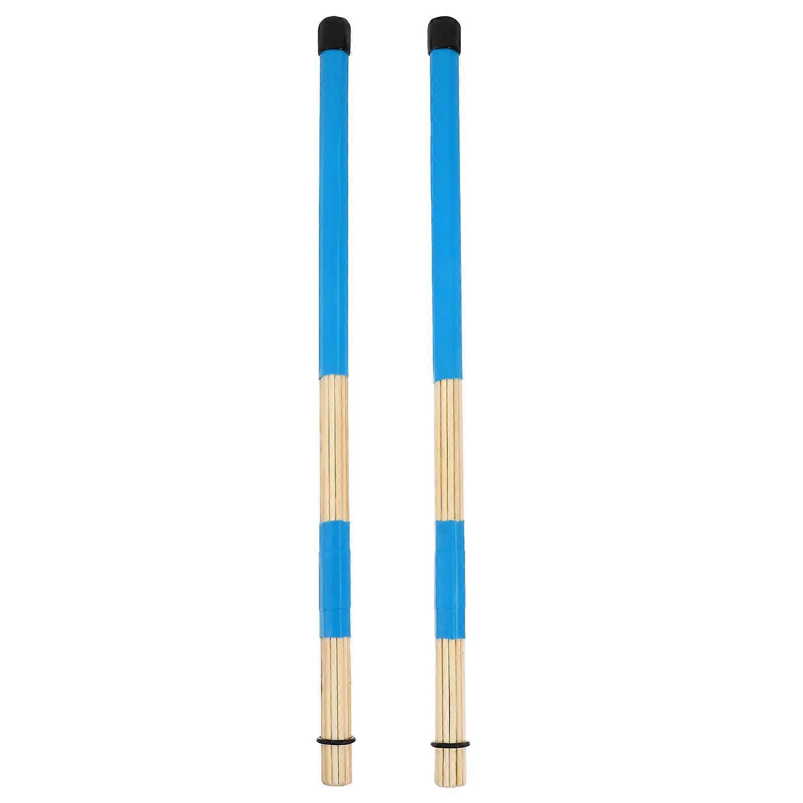 Bamboo Drum Sticks 1 Pair Solid Construction Drumsticks for Jazz Folk Music Portable Blue Mallets