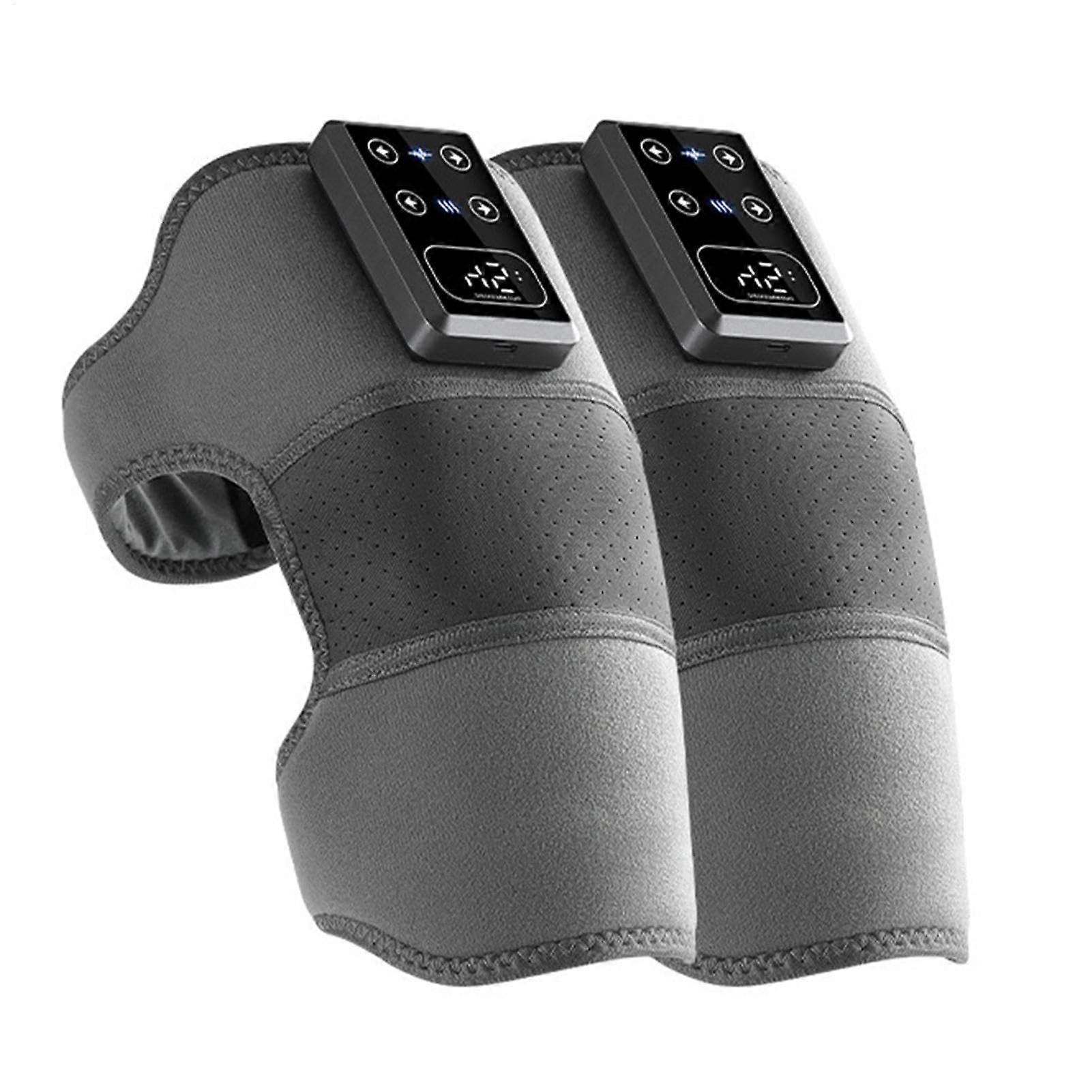 Knee Heating Pad with Massager - Heated Knee Brace for Pain Relief, Adjustable Size, Five Heating Levels for Elbows, Calves, and Arms