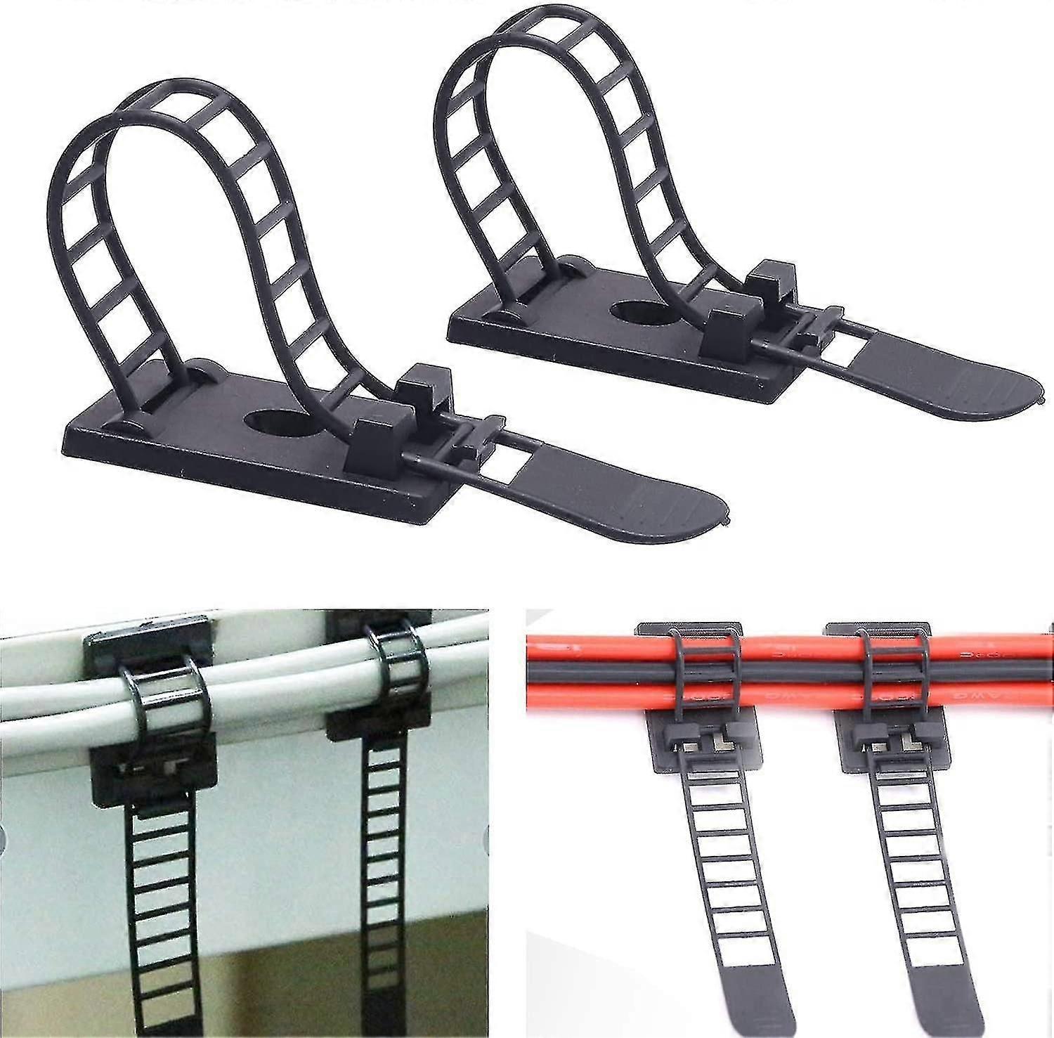 50 Adjustable Self-Adhesive Nylon Cable Ties for Wire Management