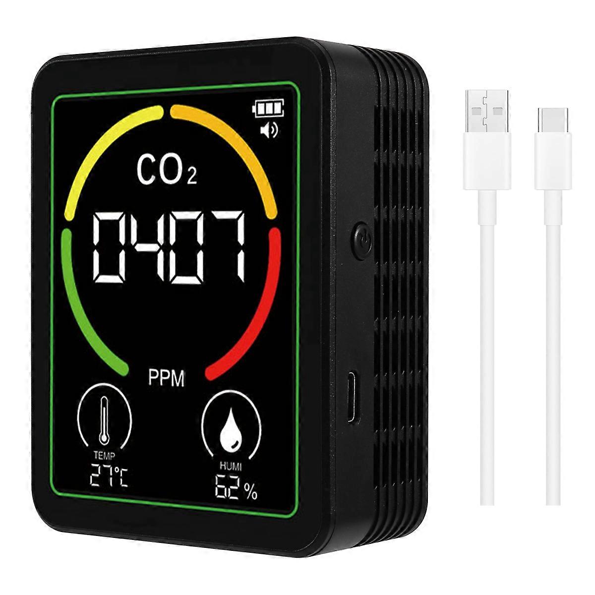 MT03 Air Quality Monitor CO2 Temperature Humidity Tester CO2 Detector Carbon Dioxide Detector Black