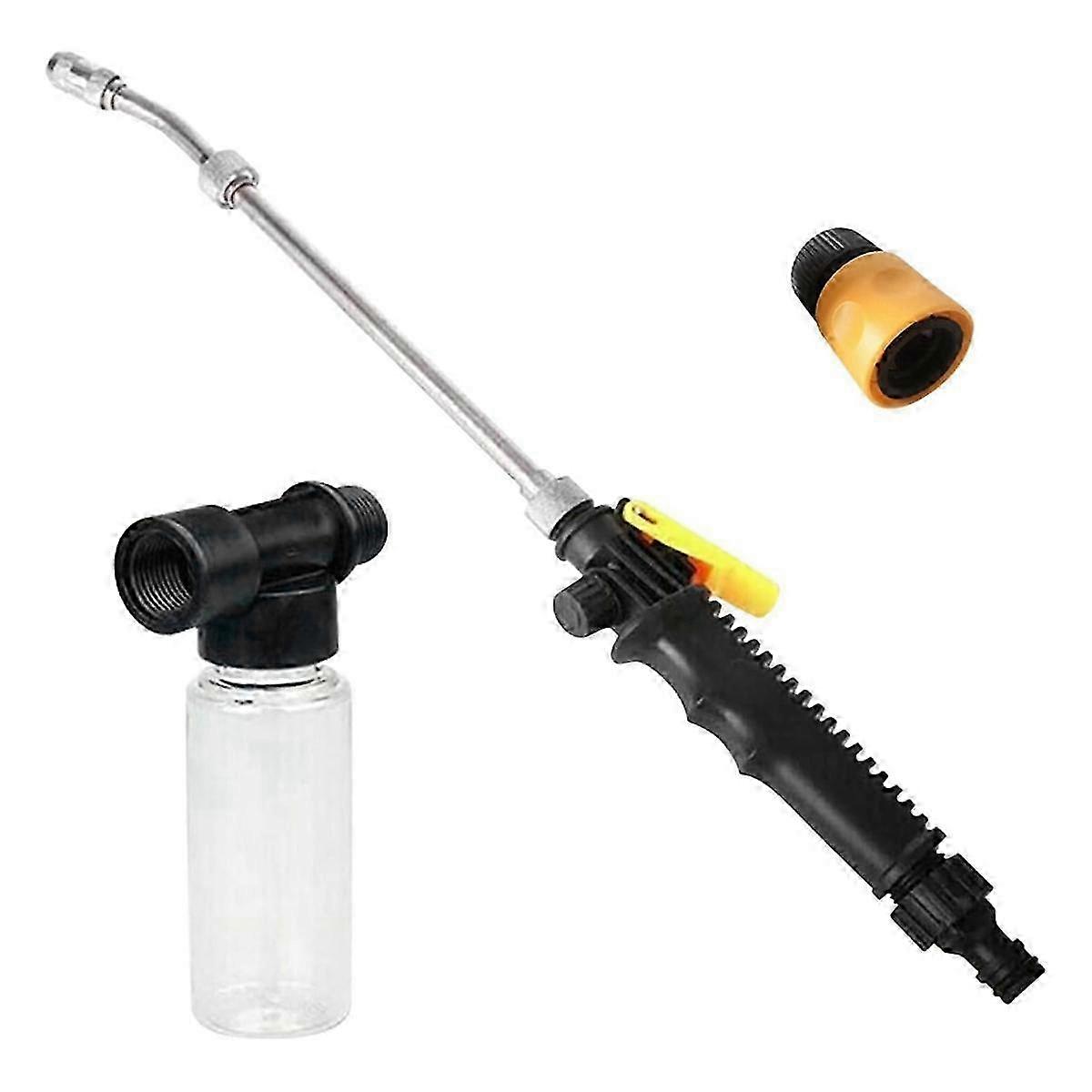 Improved 2-in-1 High Pressure Power Nozzle, 25.6" Watering Sprayer Cleaning Tool with Foam Pot & Standard Connector for Efficient Cleaning