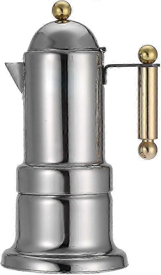 Espressomaskine i rustfrit stål, 200 ml kapacitet til 4 kopper, mokkagryde