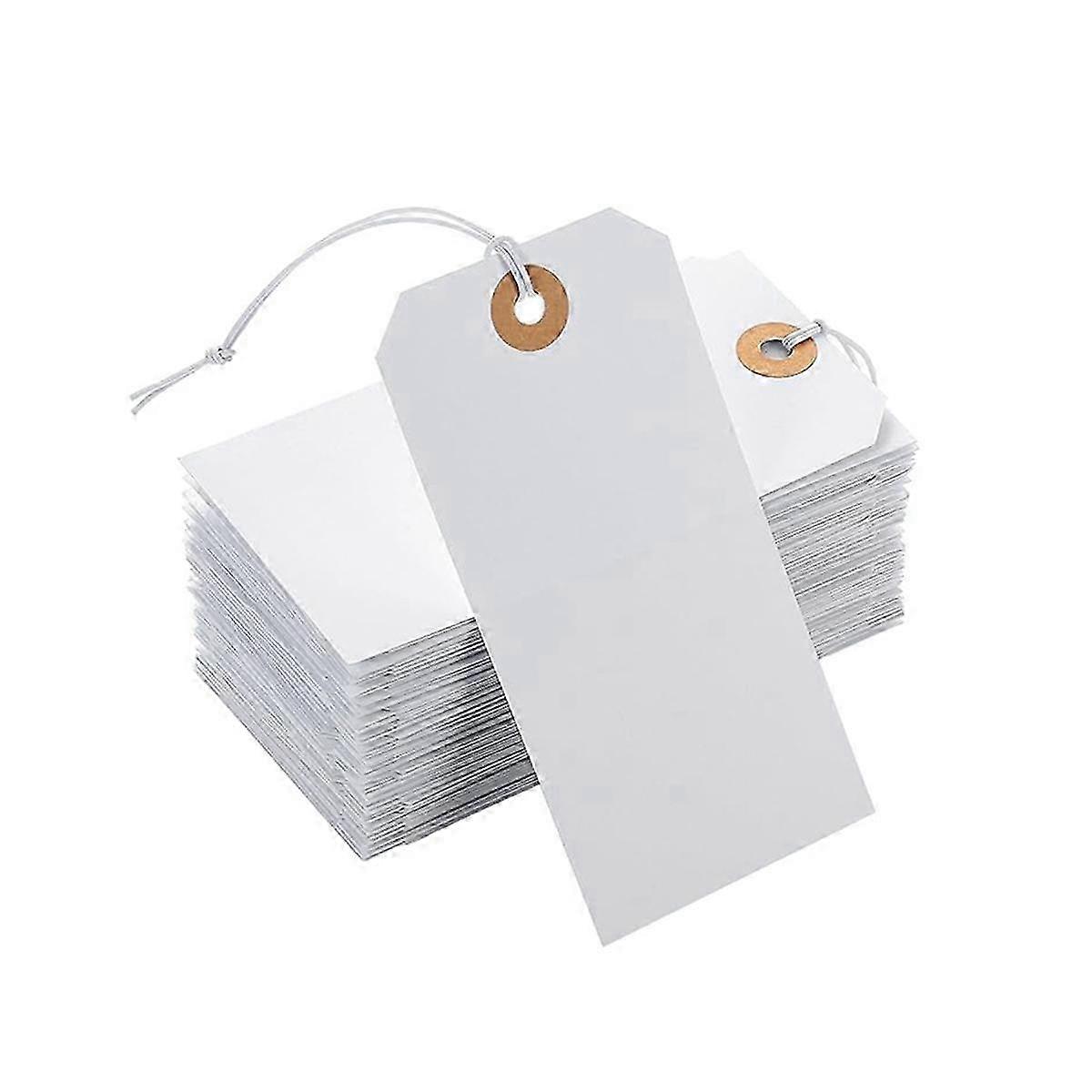 100 Perforated Cotton Elastic Hang Tags with Line Identification, Card Labels for Classification & Number Plate Identification
