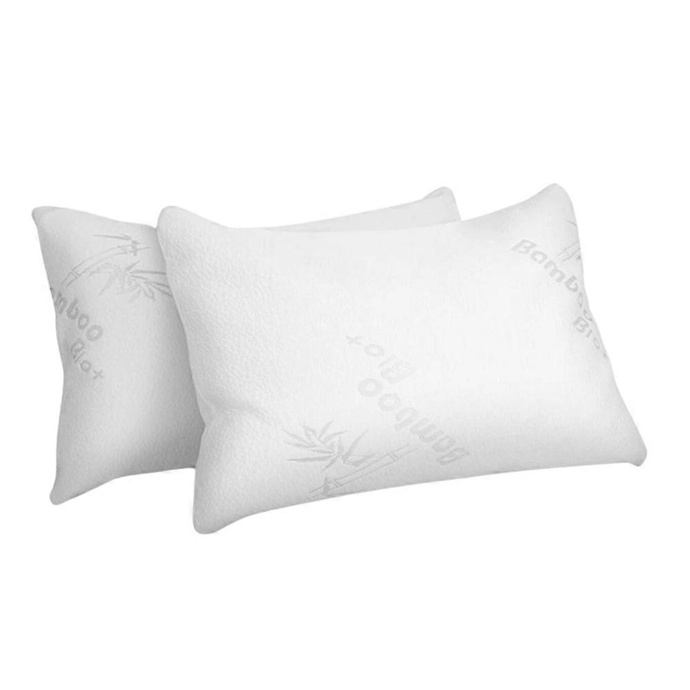 Memory Foam Pillow Twin Pack Bamboo Fabric Cool Gel Pillows