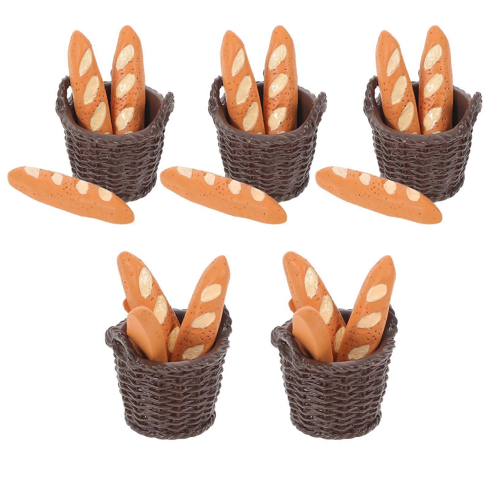 It sounds like you're referring to a **5 piece miniature bread basket set** designed for use in **dollhouse kitchens**, **bakery themed