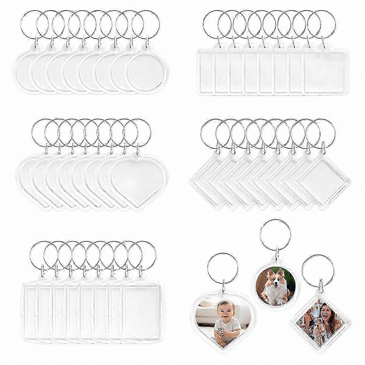 Customizable Acrylic Picture Frames with 50 Keychain Pendants for Unique Decorative Displays